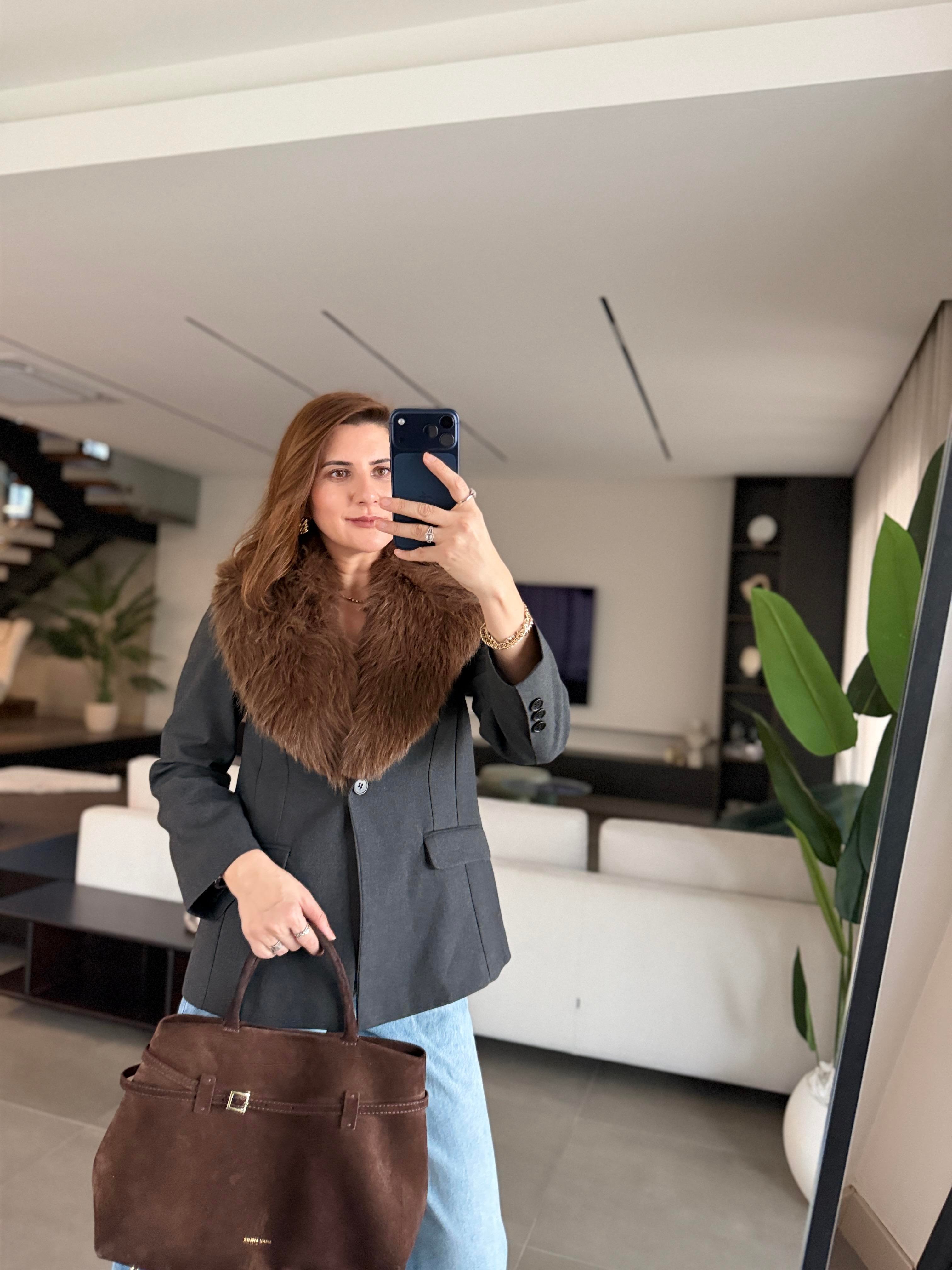 Yaka Kürk Detay Blazer Ceket