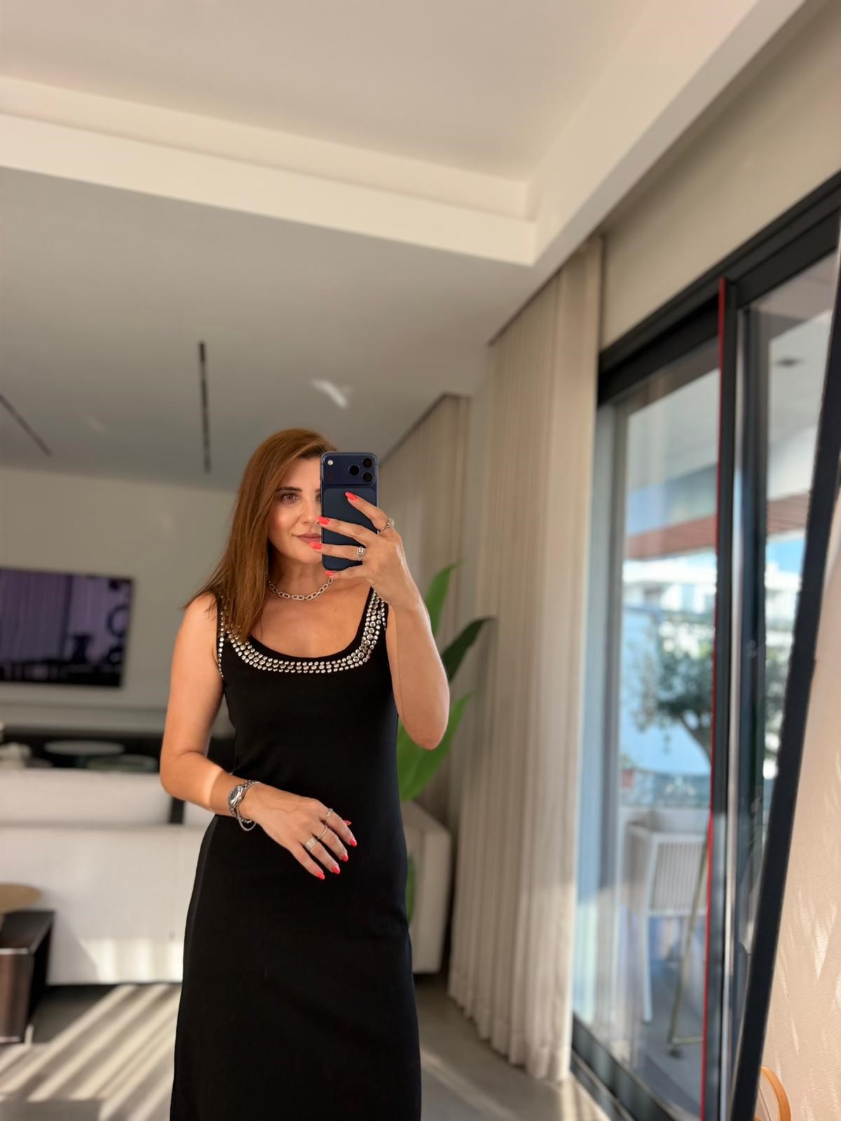 Yaka Zımba Detaylı Kapşonlu Hırka Elbise