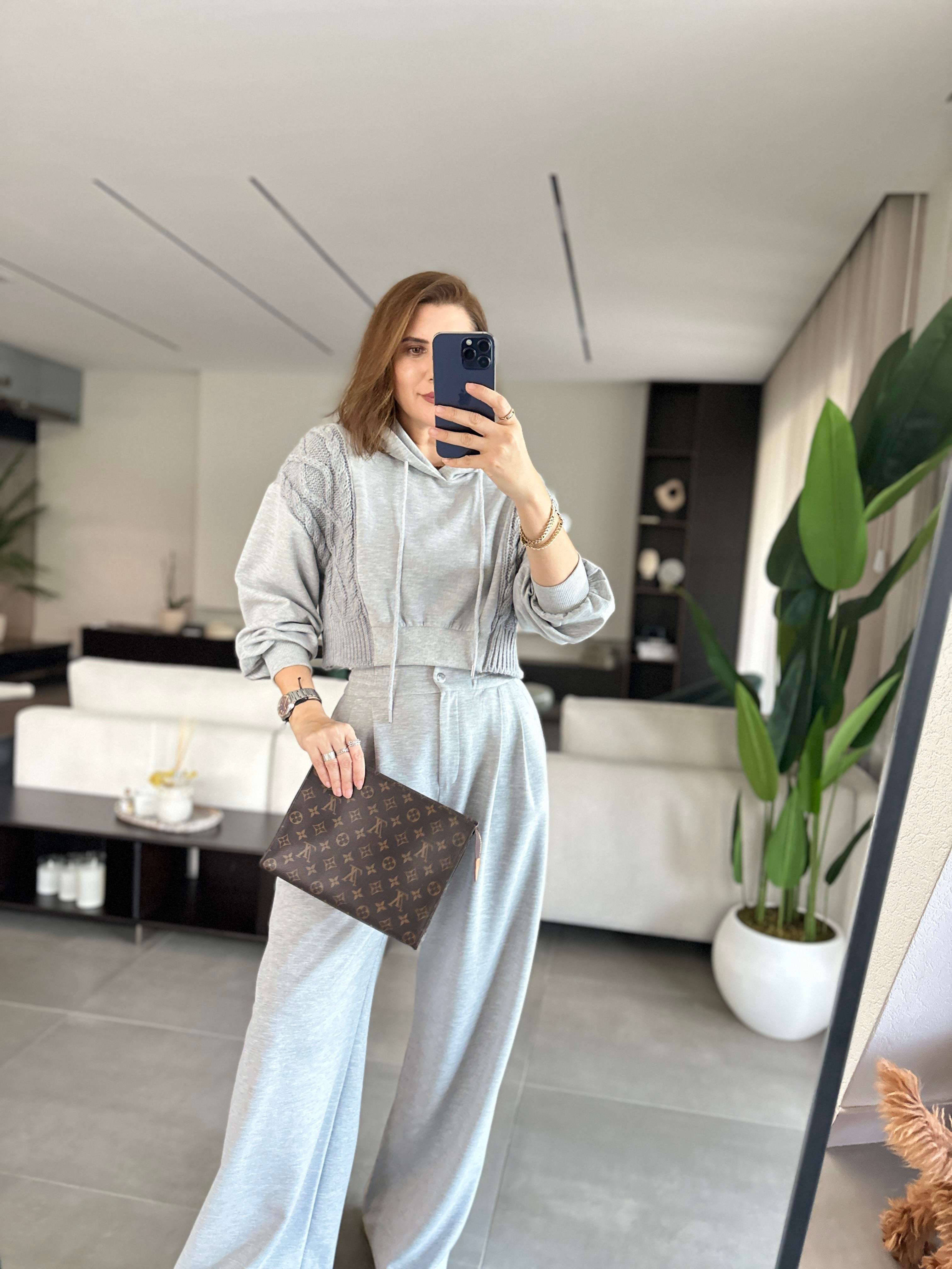 Yanı Triko Garnili Sweat Takım