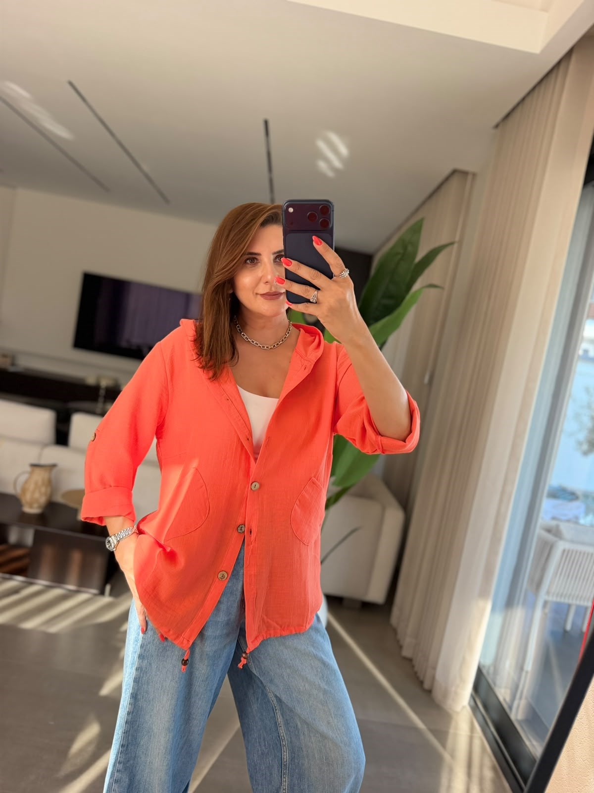 Yavruağzı Müslin Kapşonlu Ceket