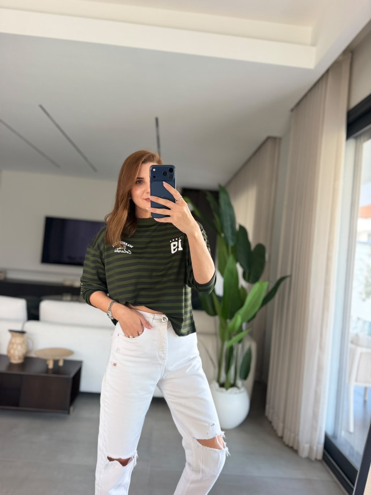 Yeşil Elena Çizgili Sweatshırt