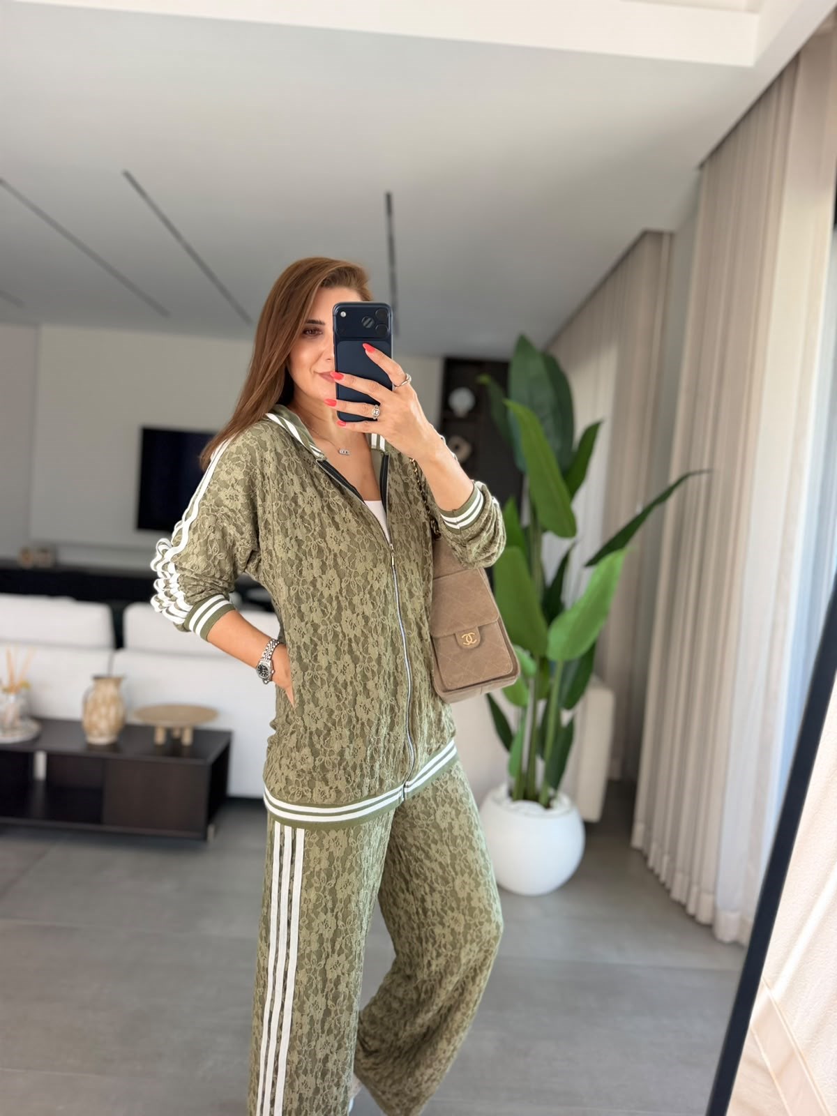 Yeşil İconic  Dantel Fermuarlı Takım
