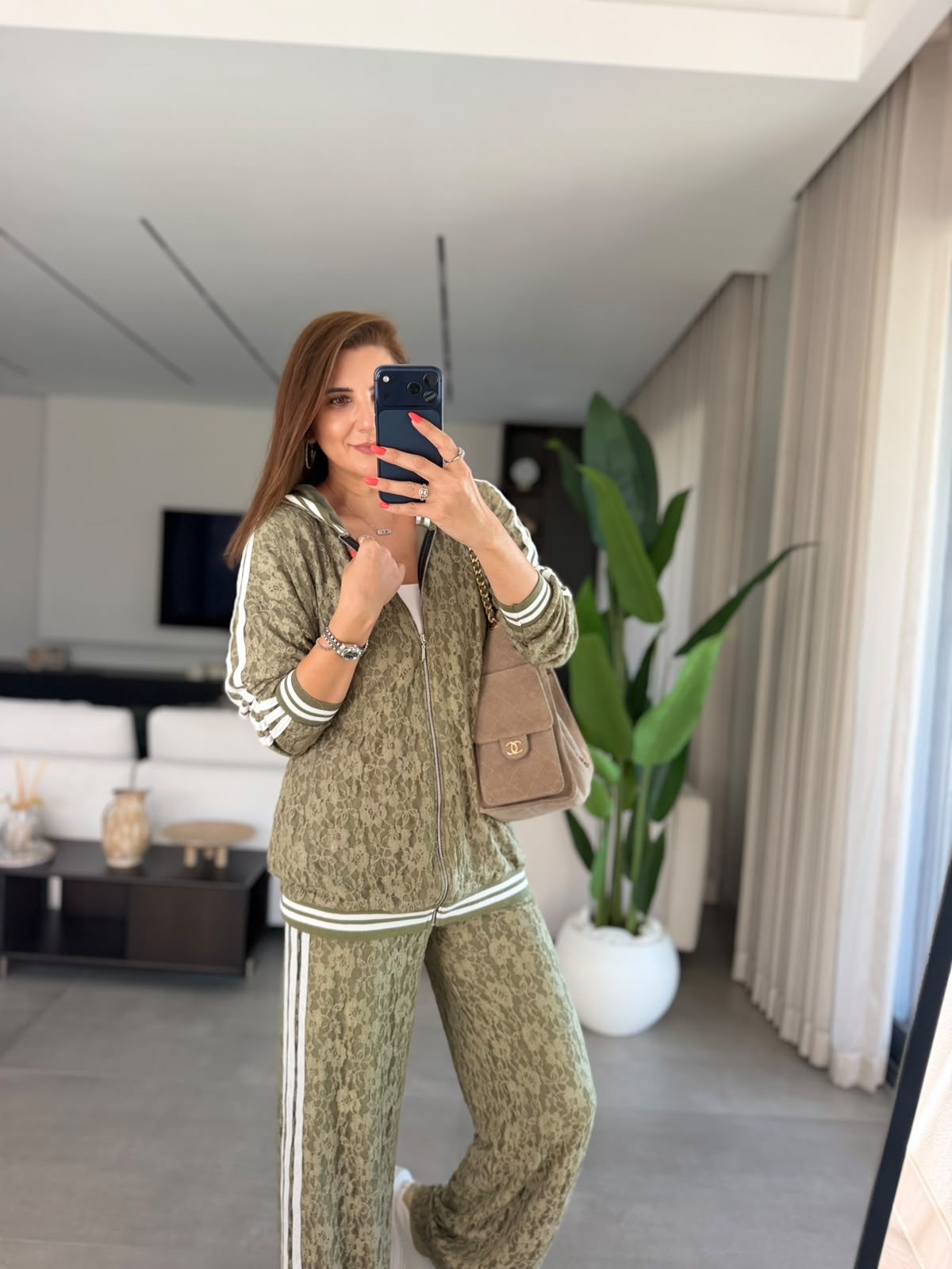 Yeşil İconic  Dantel Fermuarlı Takım