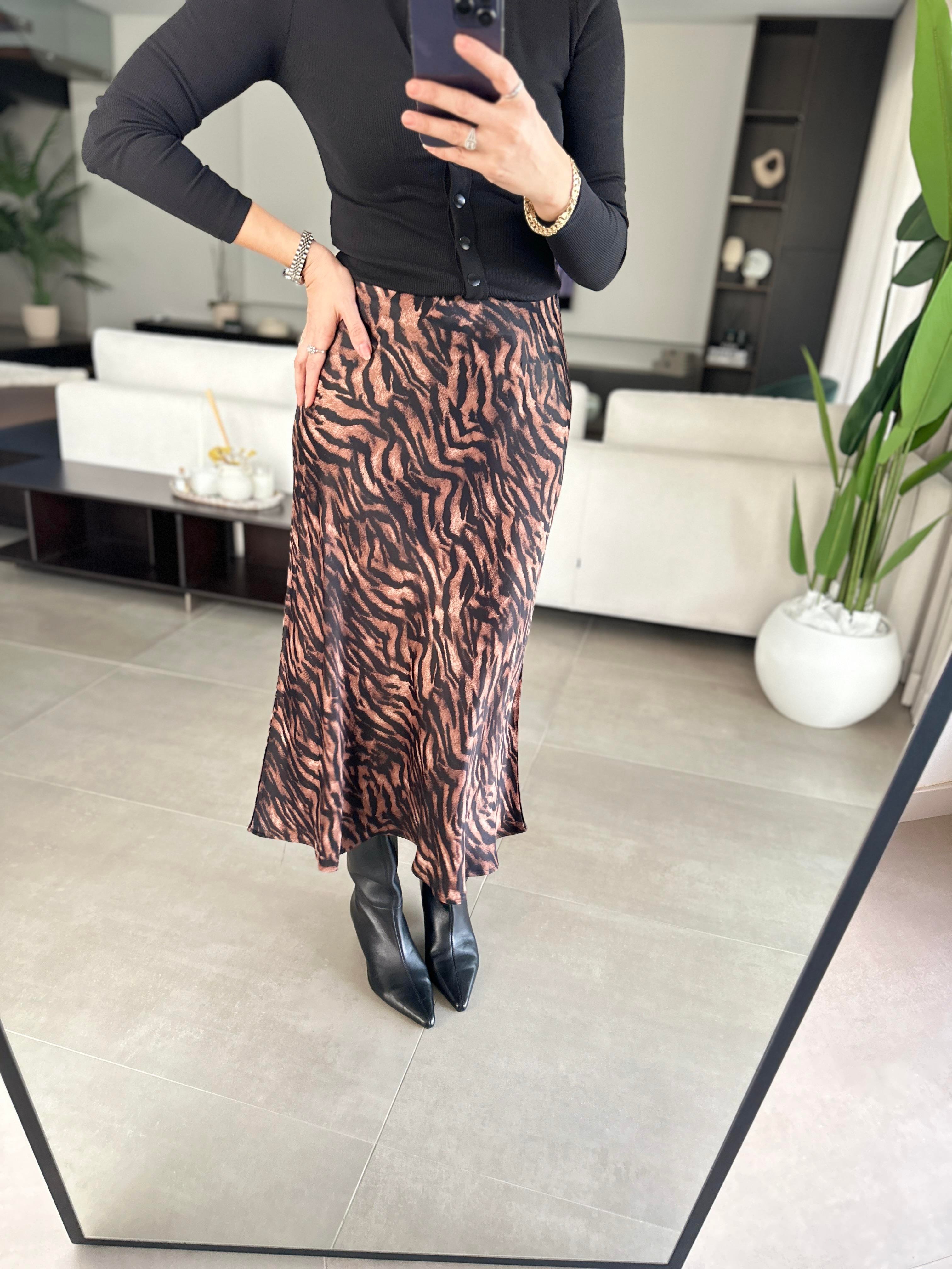 Zebra Desenli Saten Etek