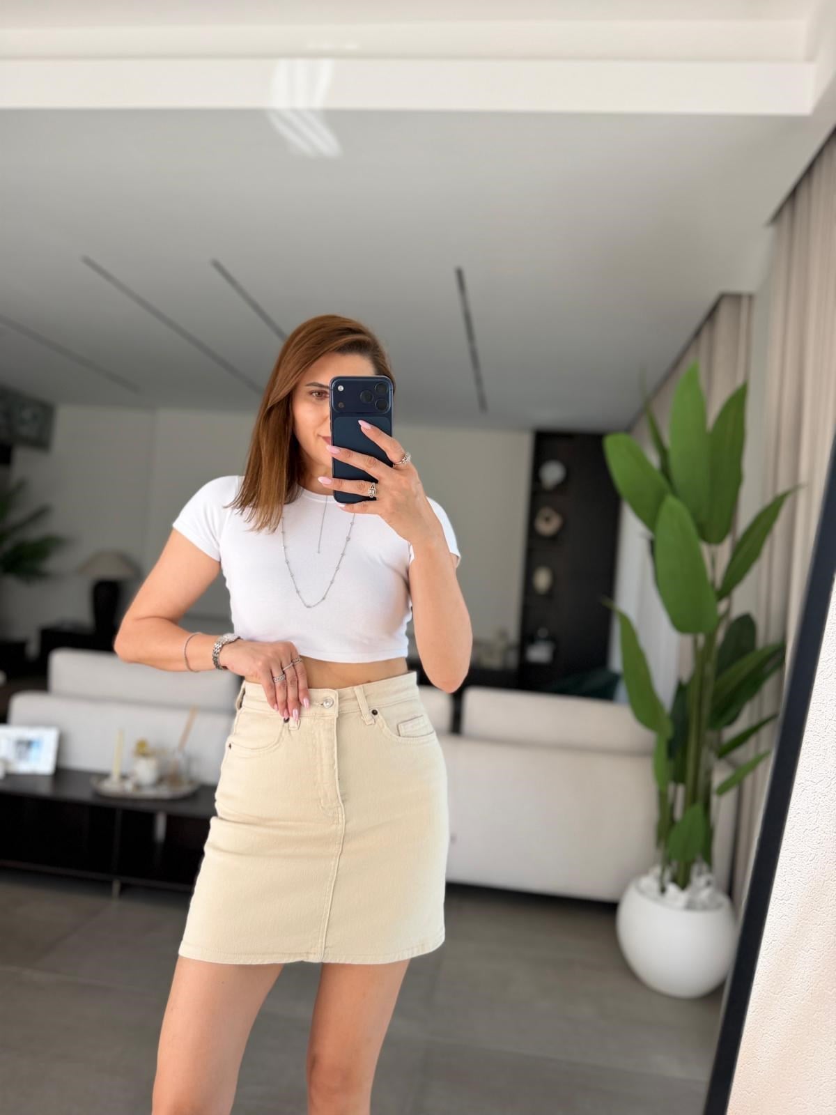 Zr Model Önü Dikişli Kot Etek