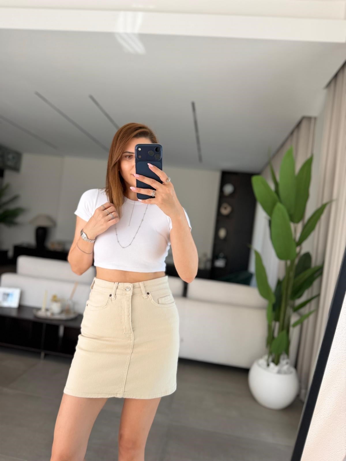 Zr Model Önü Dikişli Kot Etek