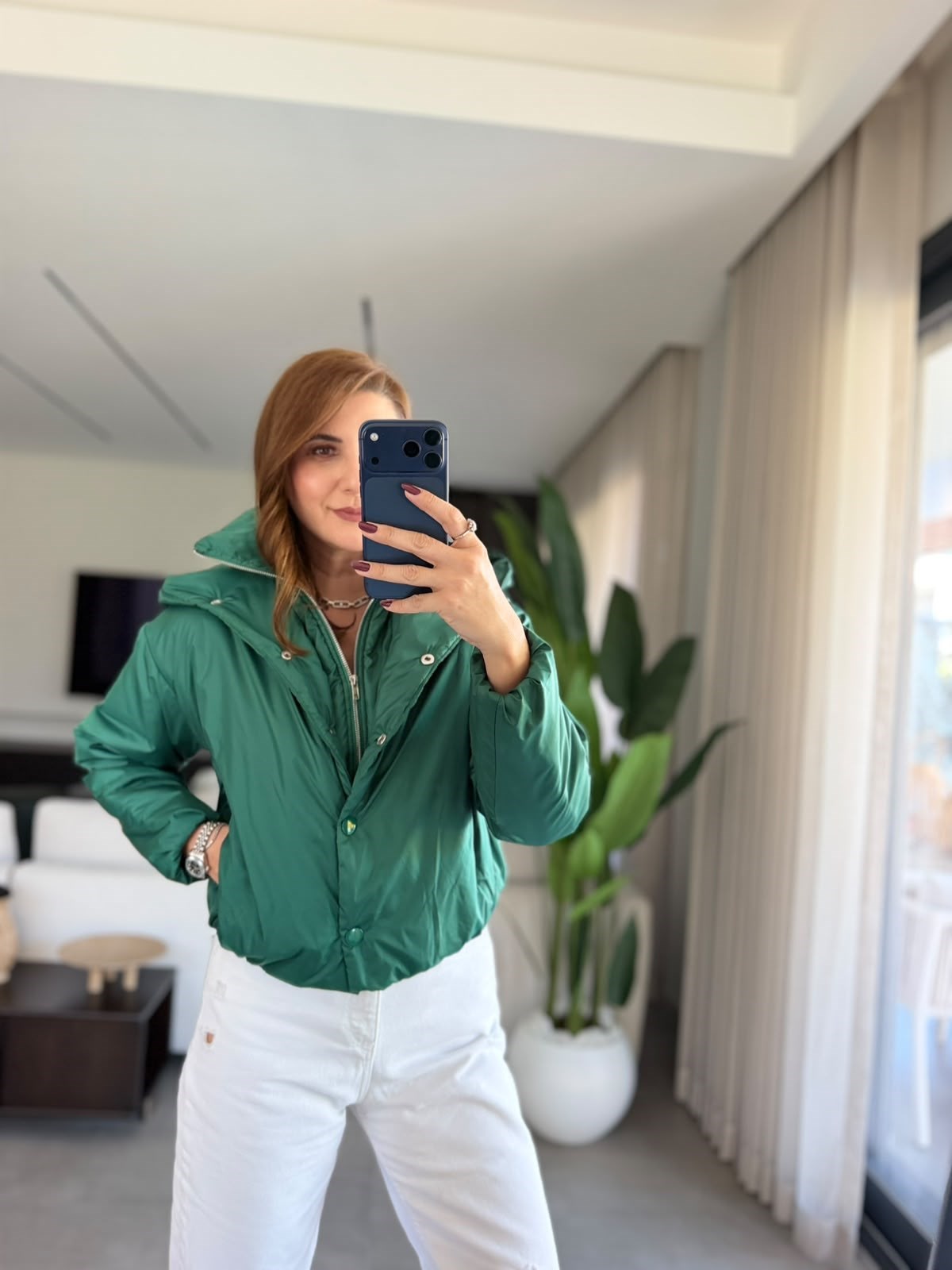 Zümrüt Yeşili Nora Şişme Ceket