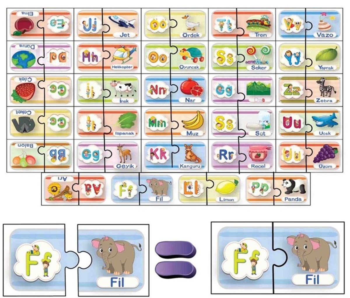 Alfabeyi Öğreniyorum 2'li Puzzle Kutu