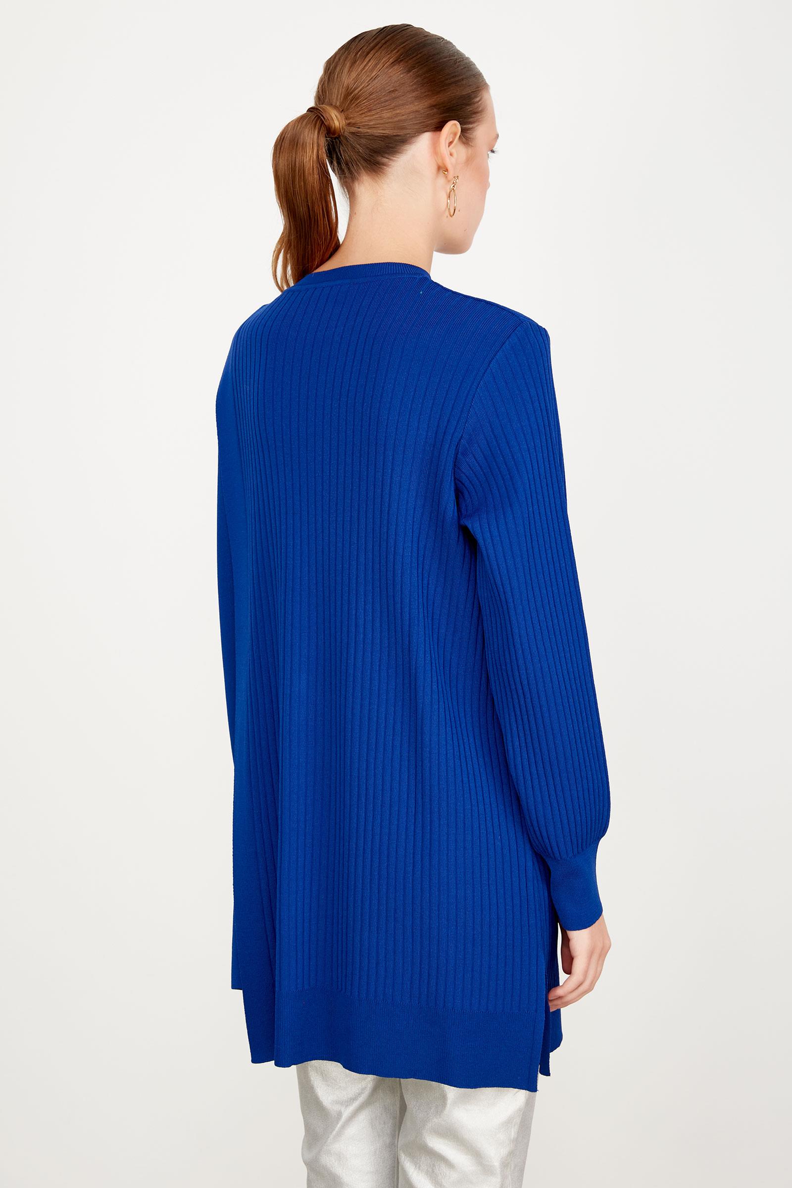 ASİMETRİK DETAYLI RAYON TUNİK SAKS
