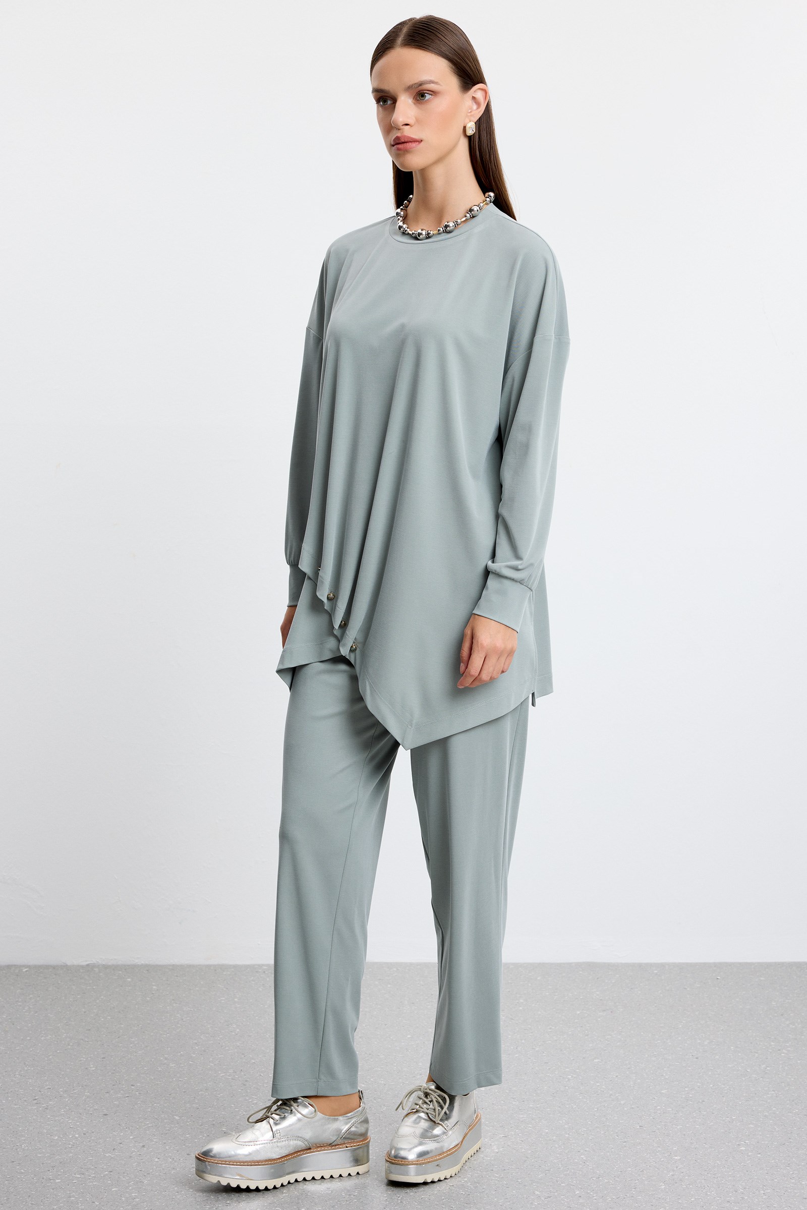 Asimetrik Tunik Pantolonlu Takım MİNT