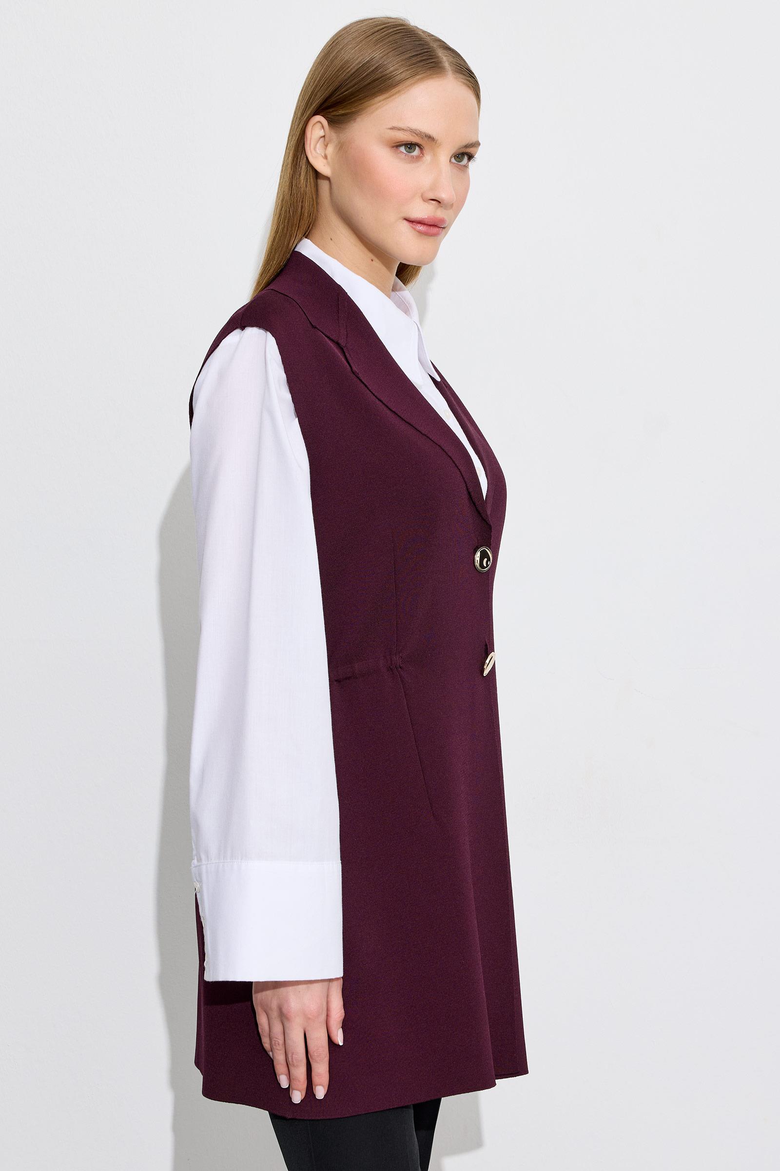 Belden Büzgülü Rayon Yelek MÜRDÜM