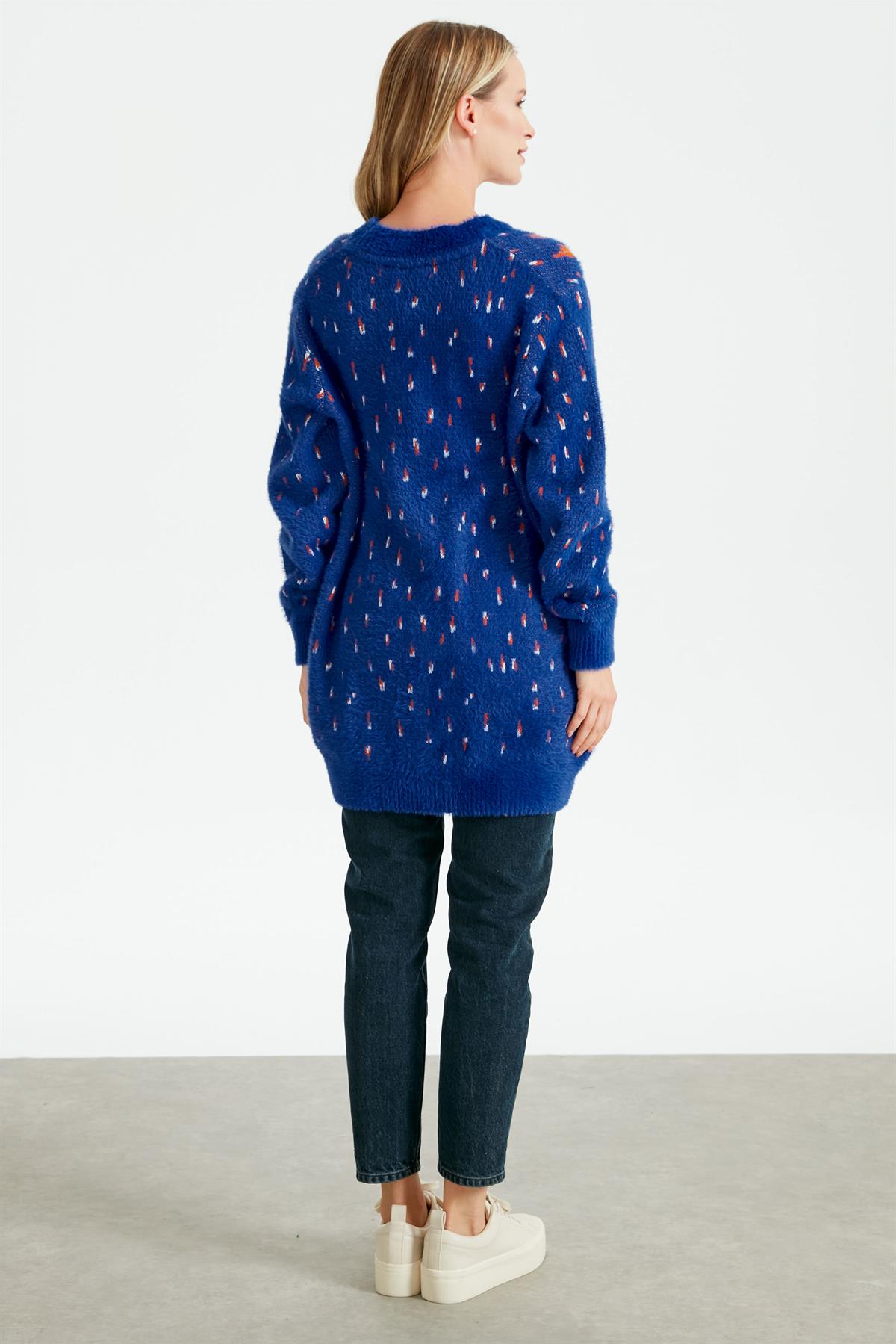 ÇİÇEK DESENLİ HIRKA SAKS