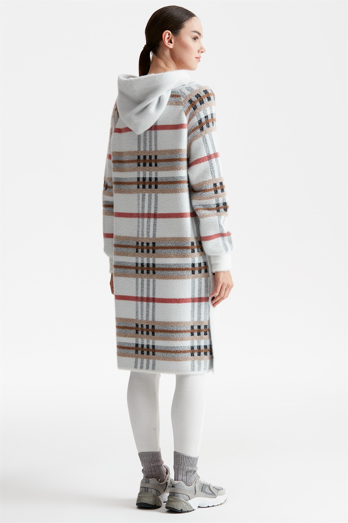 ÇITÇIT DETAYLI KAPŞONLU TRİKO MİNK KABAN EKRU