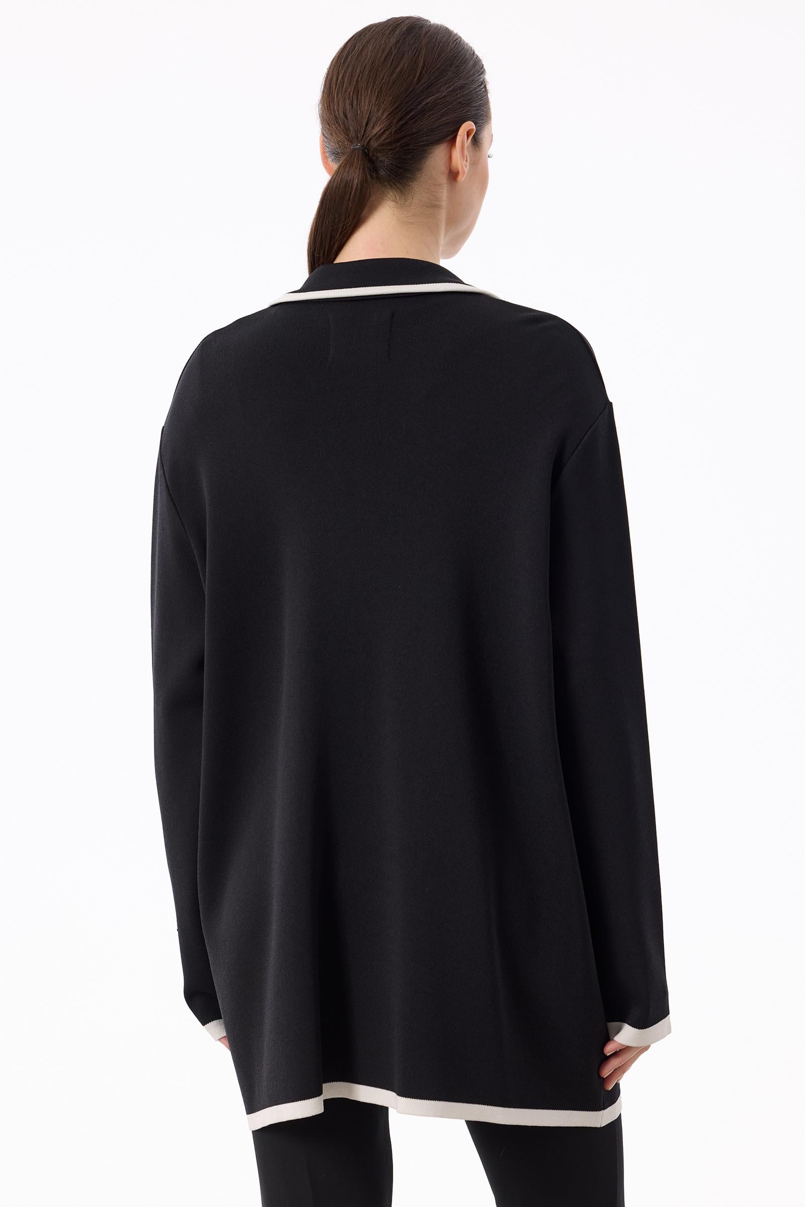Çizgi Detaylı Rayon Ceket SİYAH