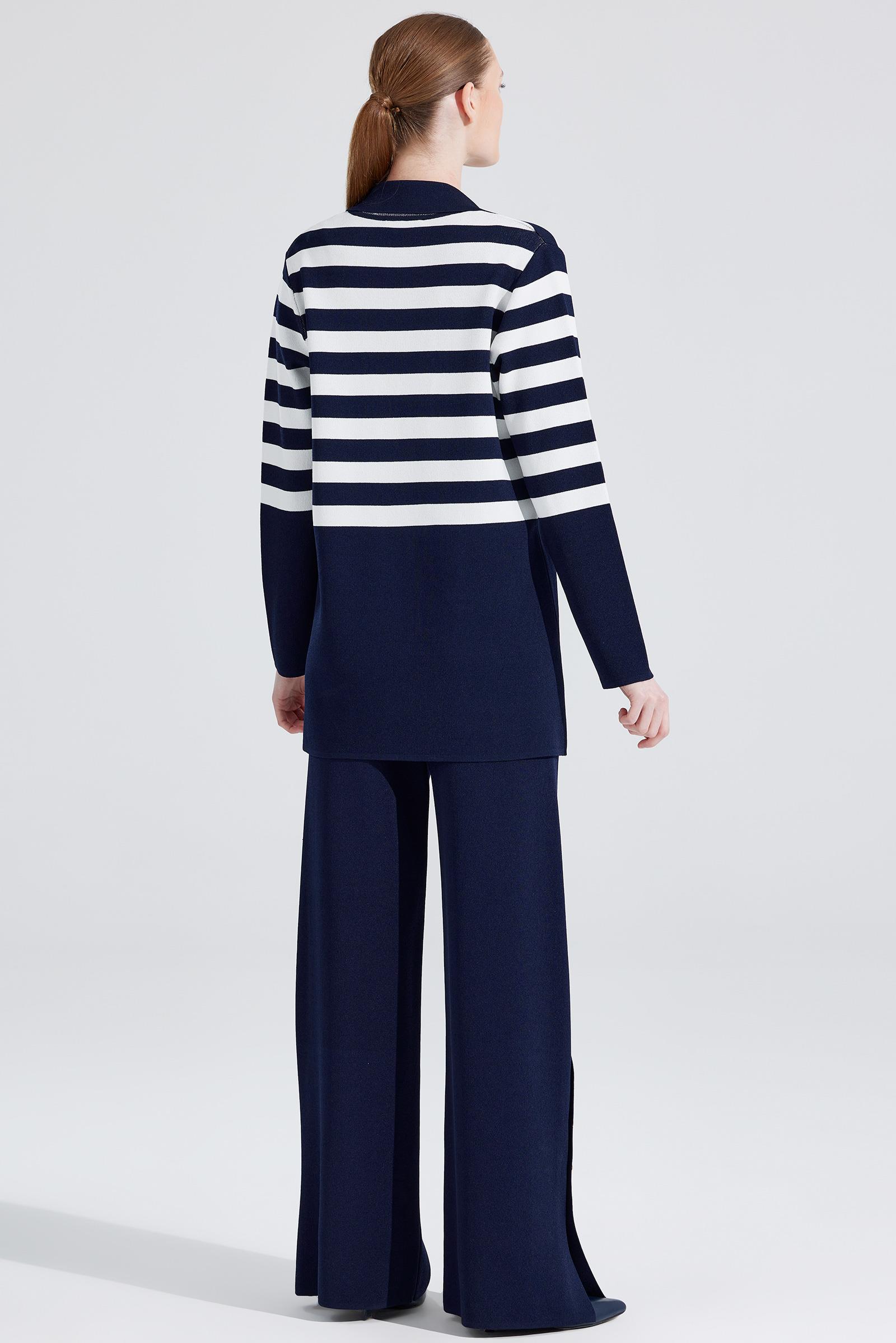 Çizgi Detaylı Rayon Takım LACİVERT-EKRU