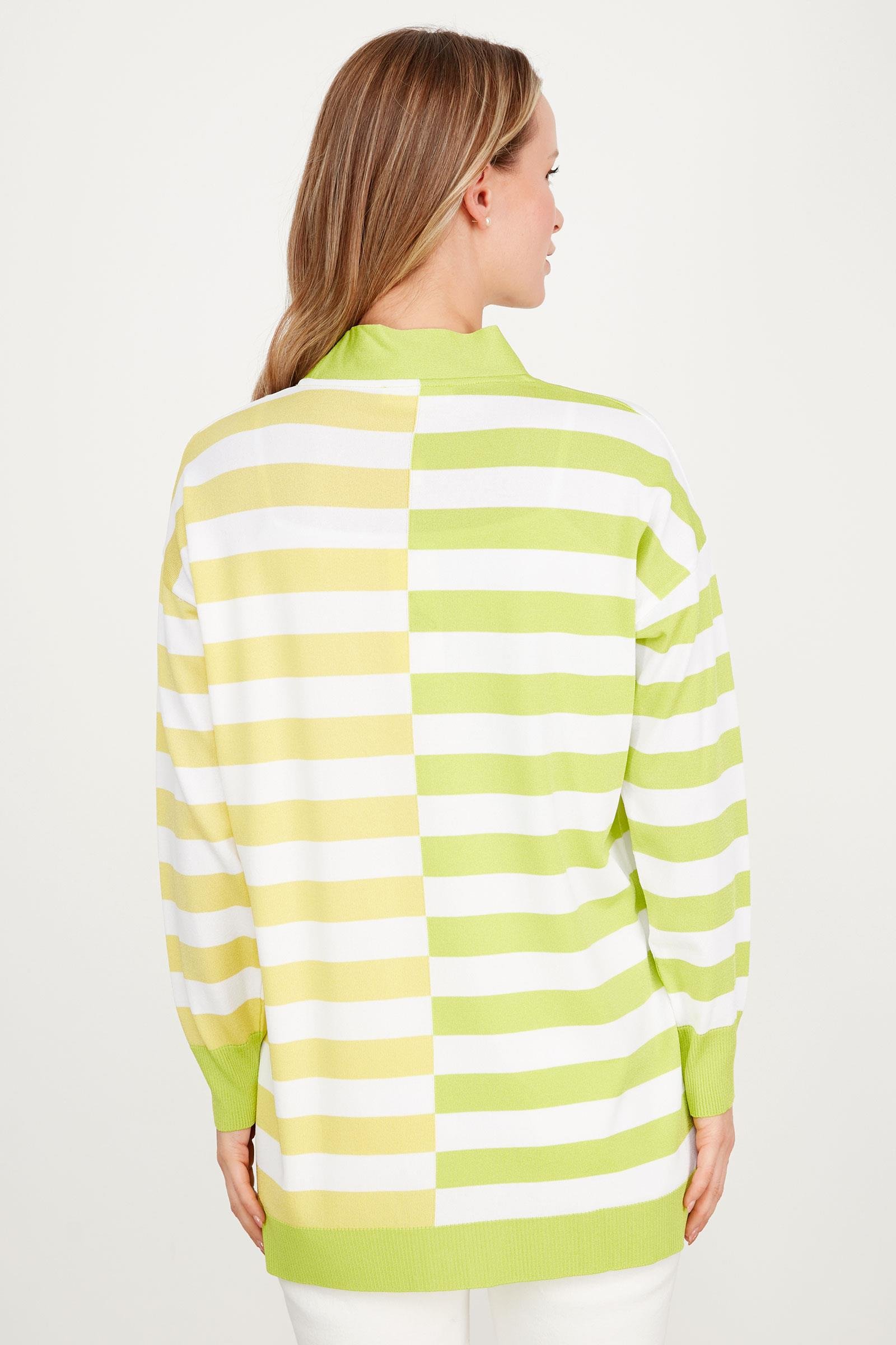 Çizgili Rayon Hırka NEON