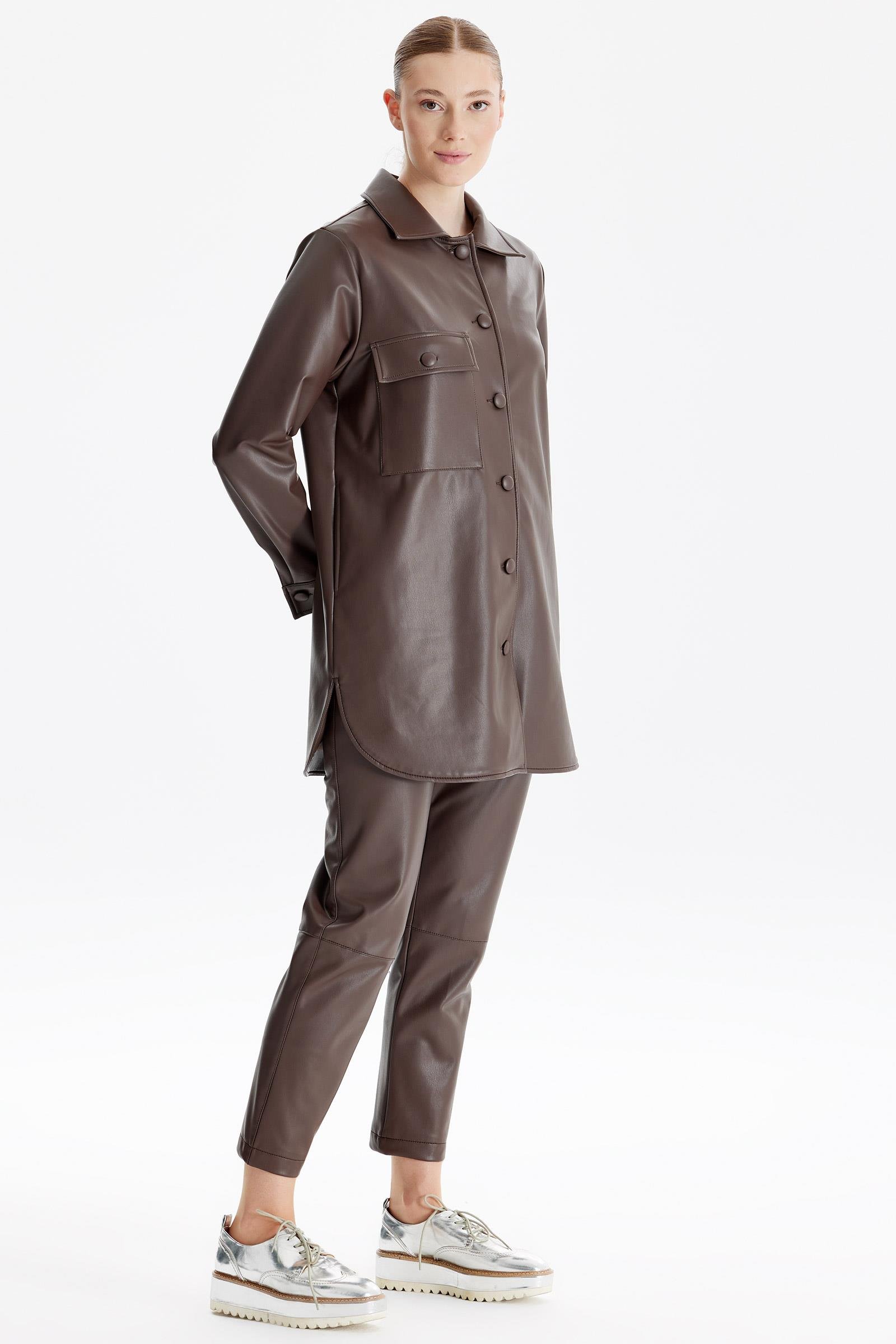 Deri İkili Takım KAHVE