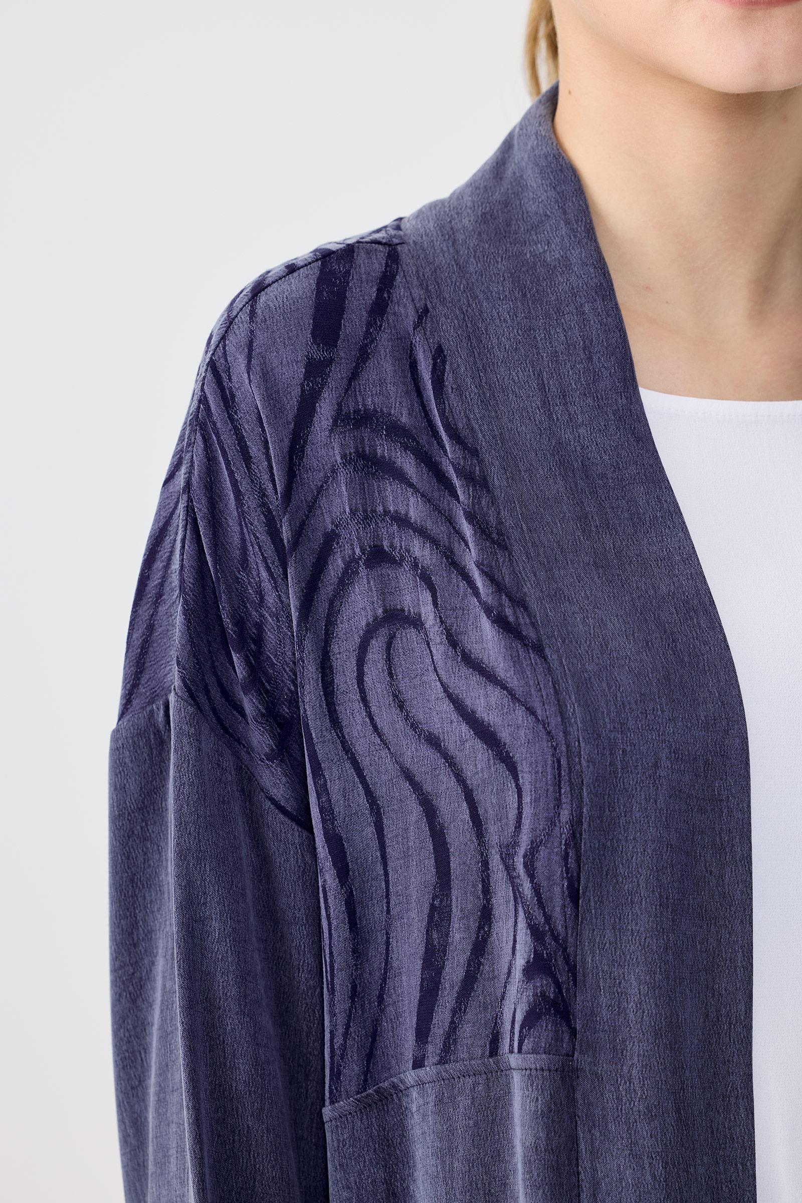 Desenli Ve Düz Kumaş Kombinli Uzun Hırka Takım LACİVERT