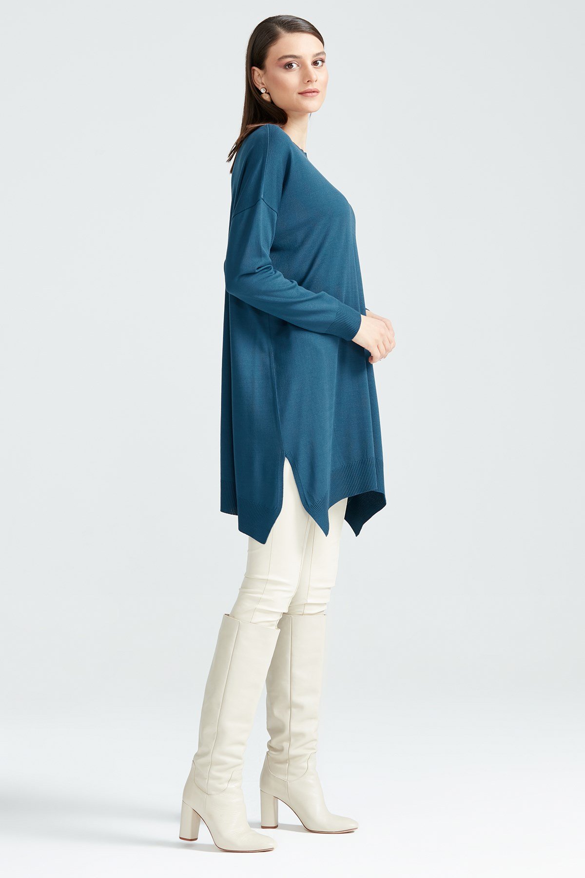 Düşük Kol Triko Tunik CLASSİC BLUE