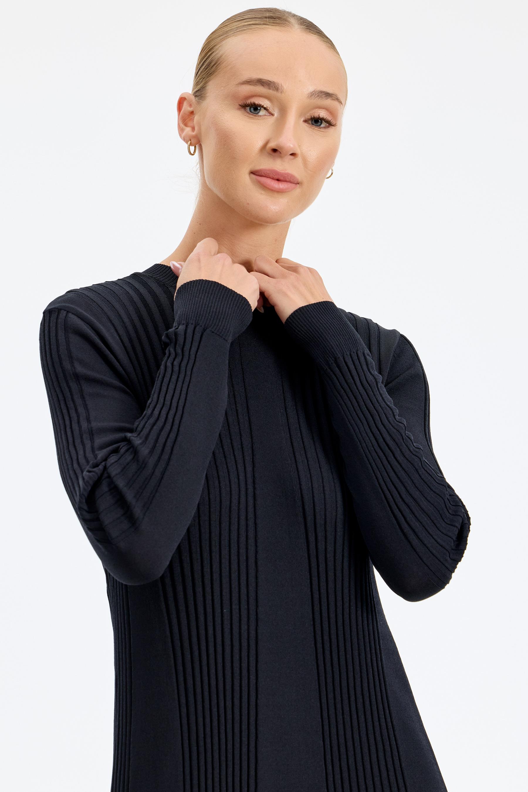 Fitil Detaylı Rayon Elbise SİYAH