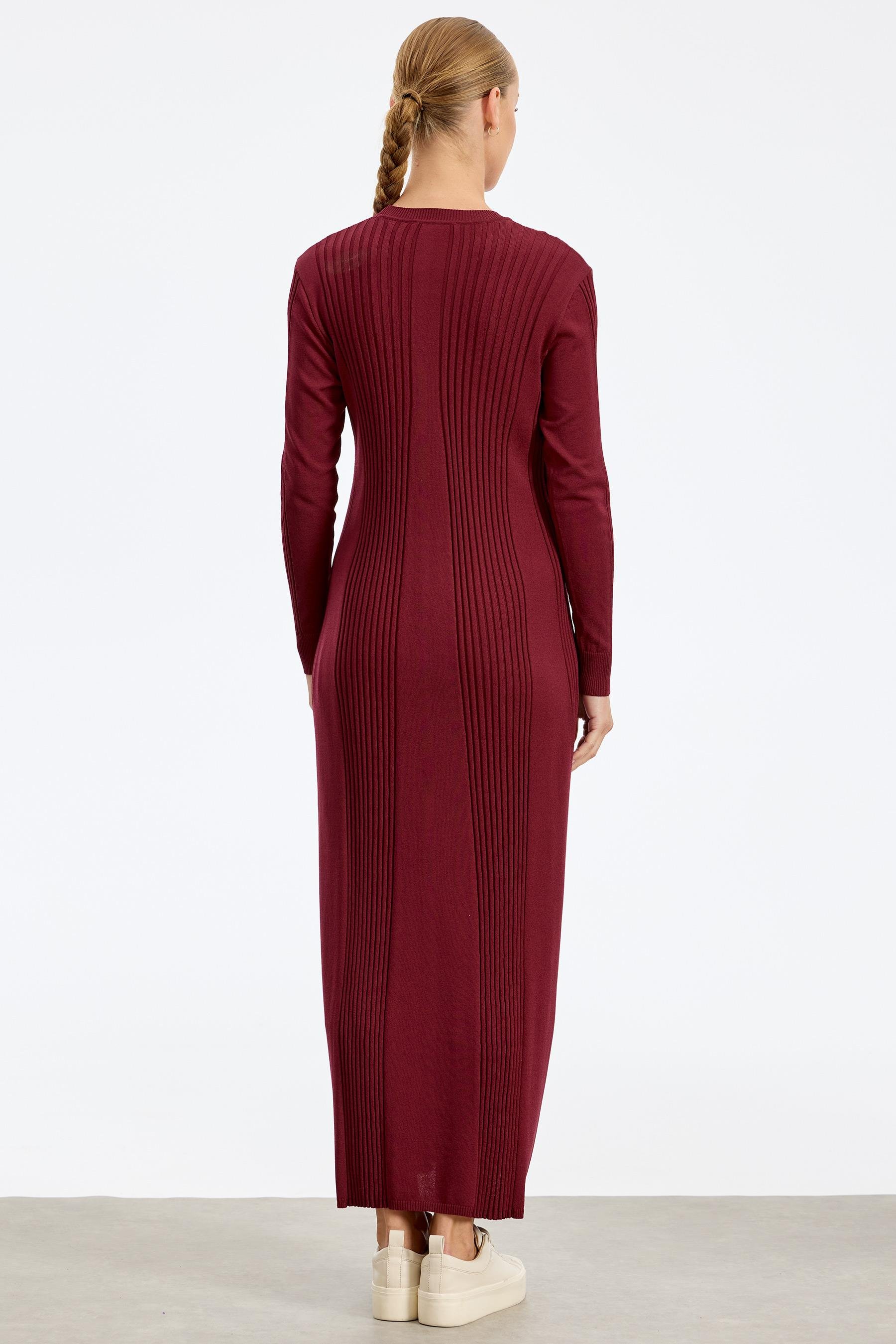 Fitil Detaylı Rayon Elbise VİŞNE