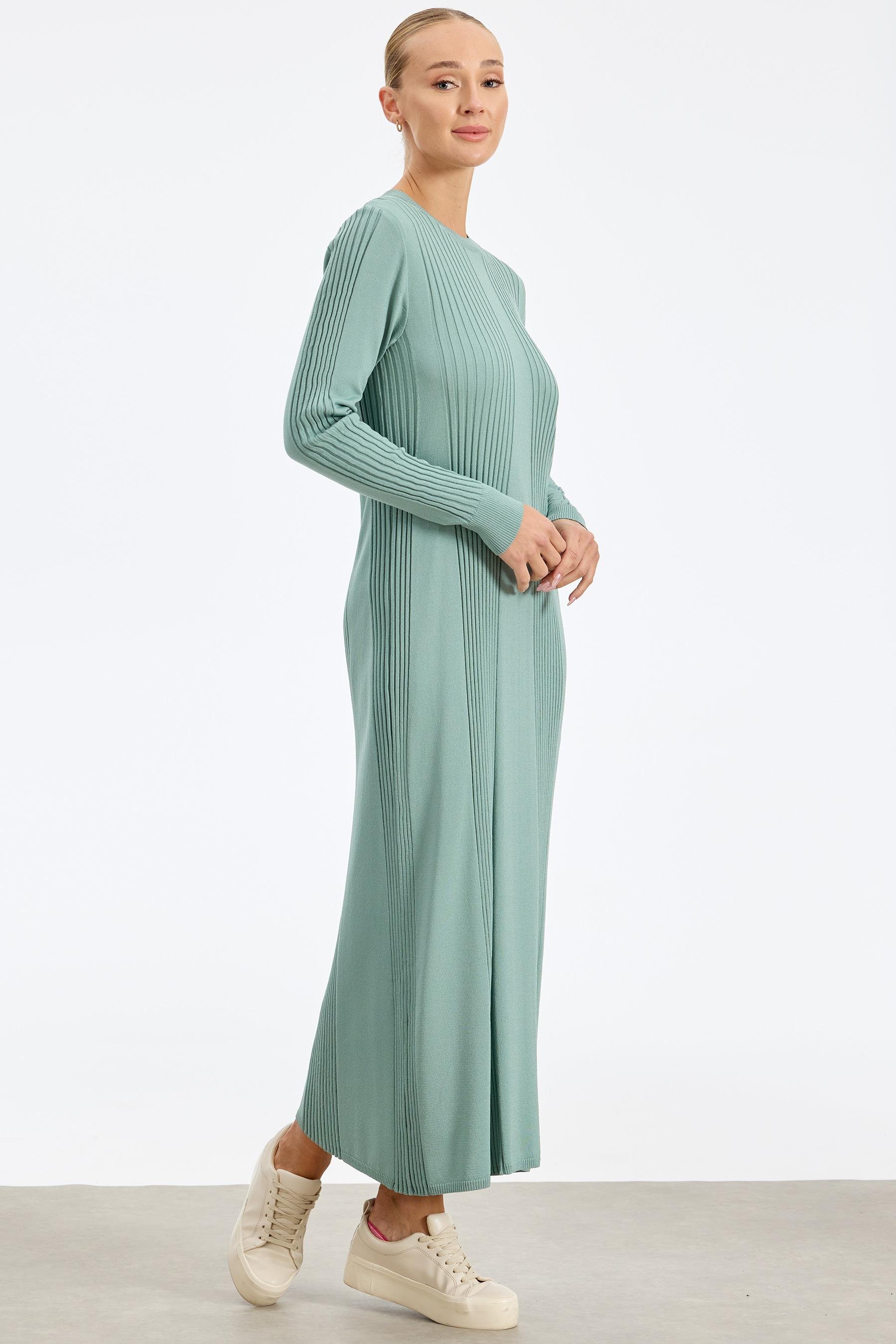 Fitil Detaylı Rayon Elbise YEŞİL