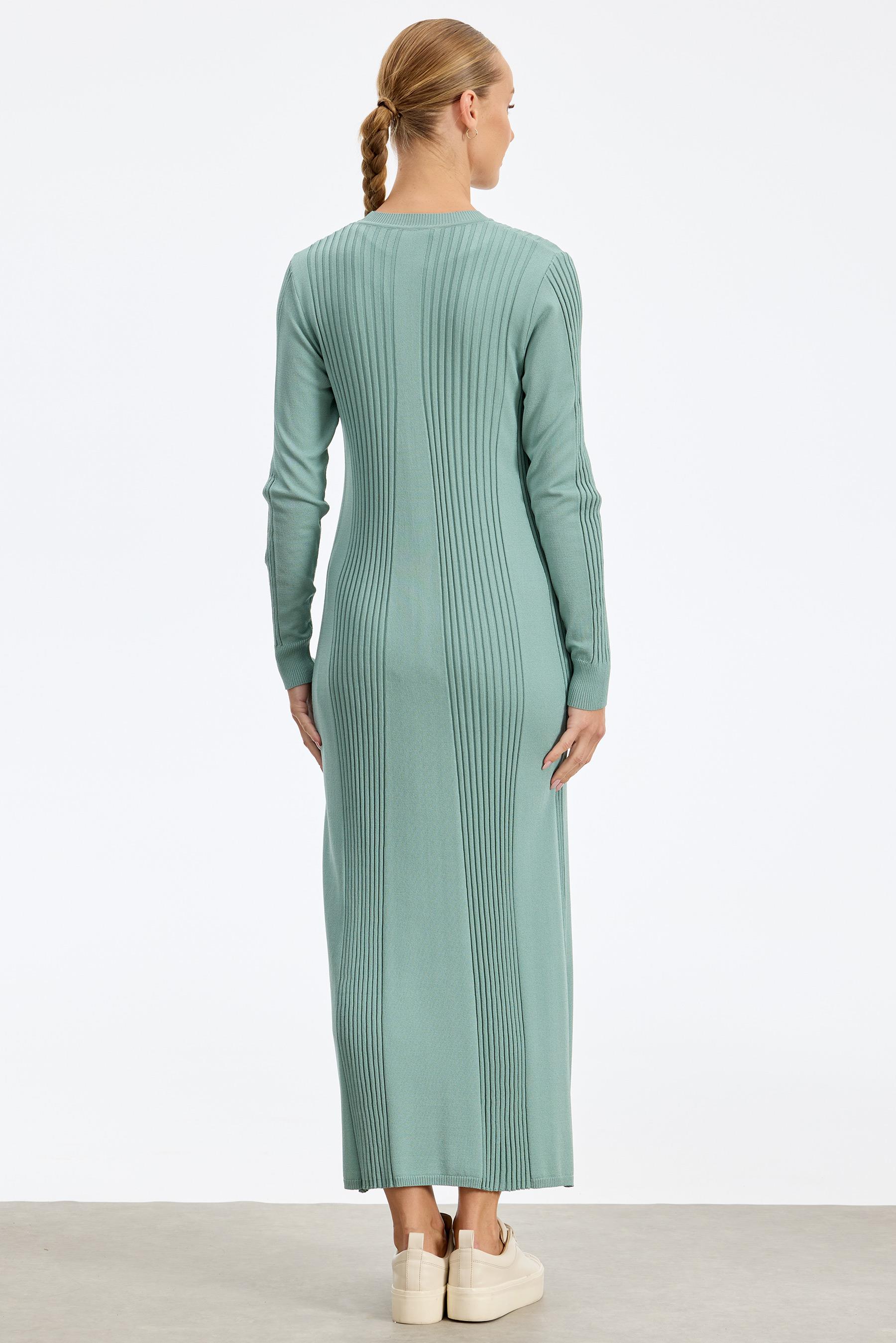 Fitil Detaylı Rayon Elbise YEŞİL