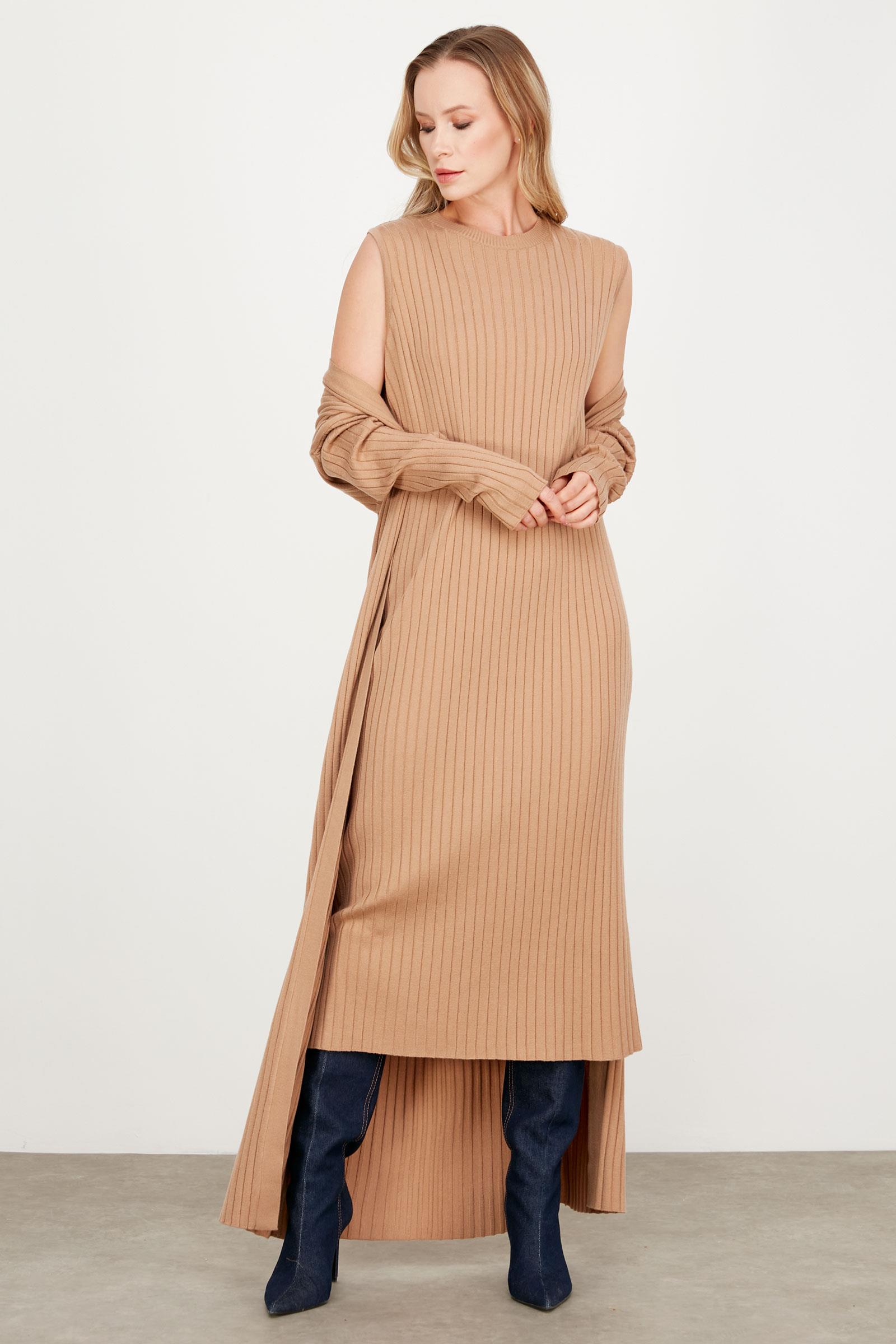 HIRKA KOMBİNLİ TRİKO ELBİSE CAMEL