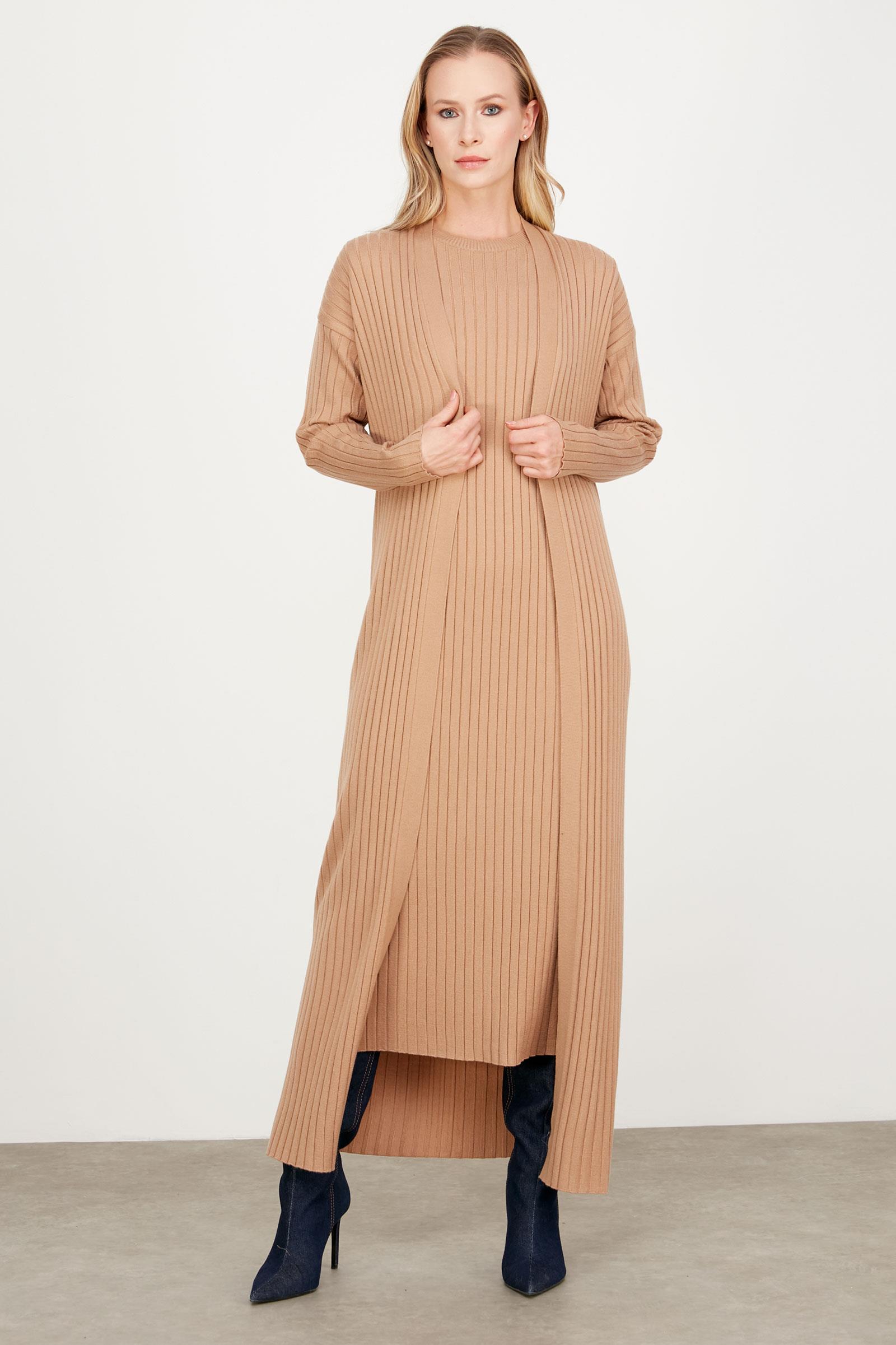 HIRKA KOMBİNLİ TRİKO ELBİSE CAMEL