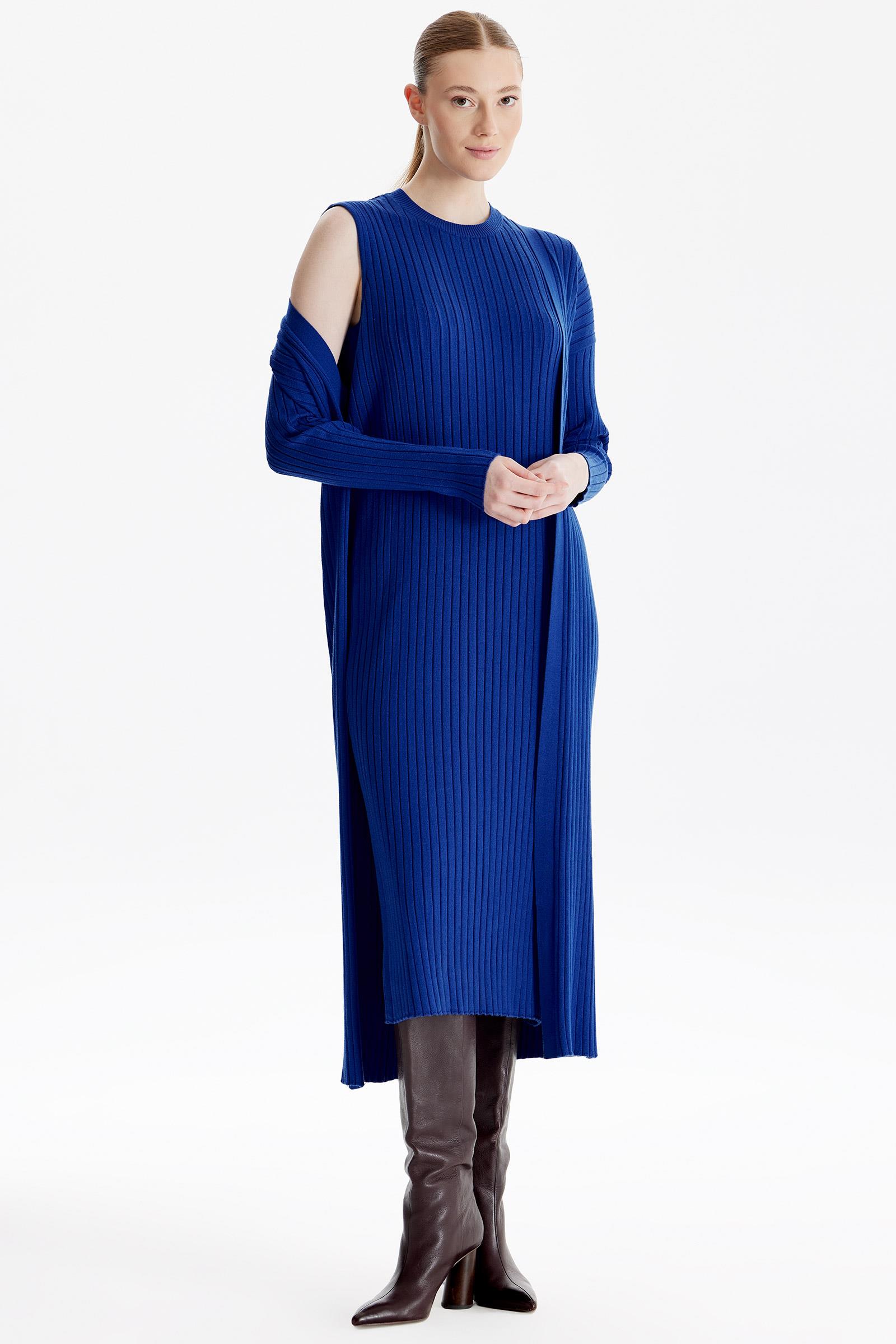 HIRKA KOMBİNLİ TRİKO ELBİSE SAKS