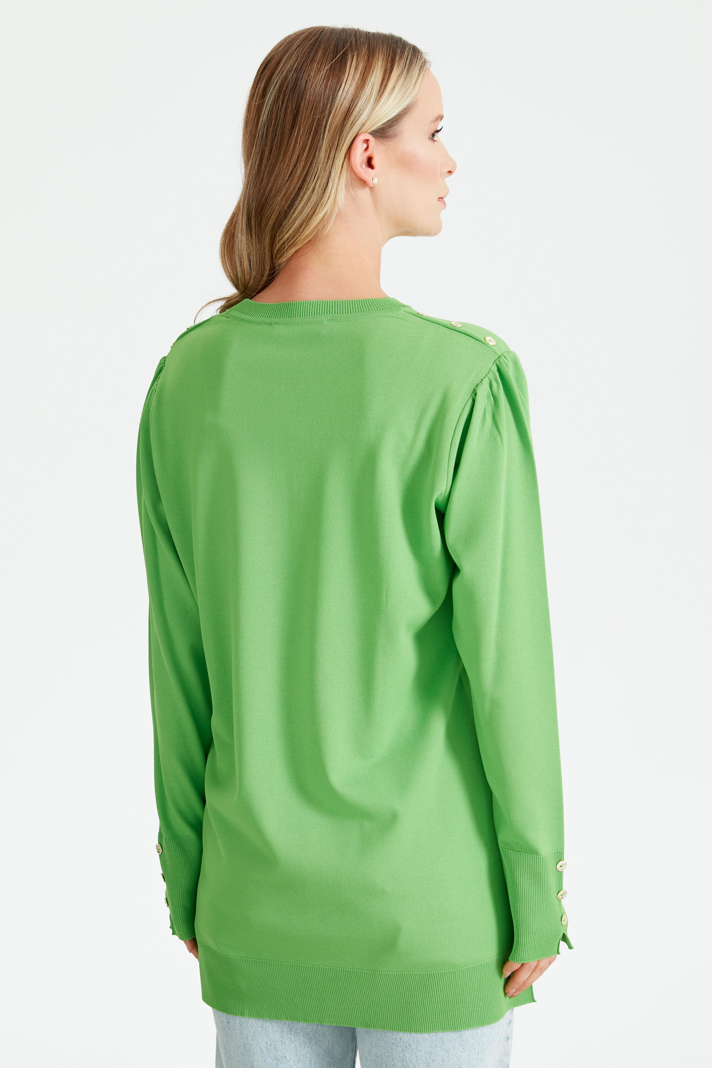 KOLLARI BÜZGÜLÜ DÜĞME DETAYLI RAYON TUNİK YEŞİL
