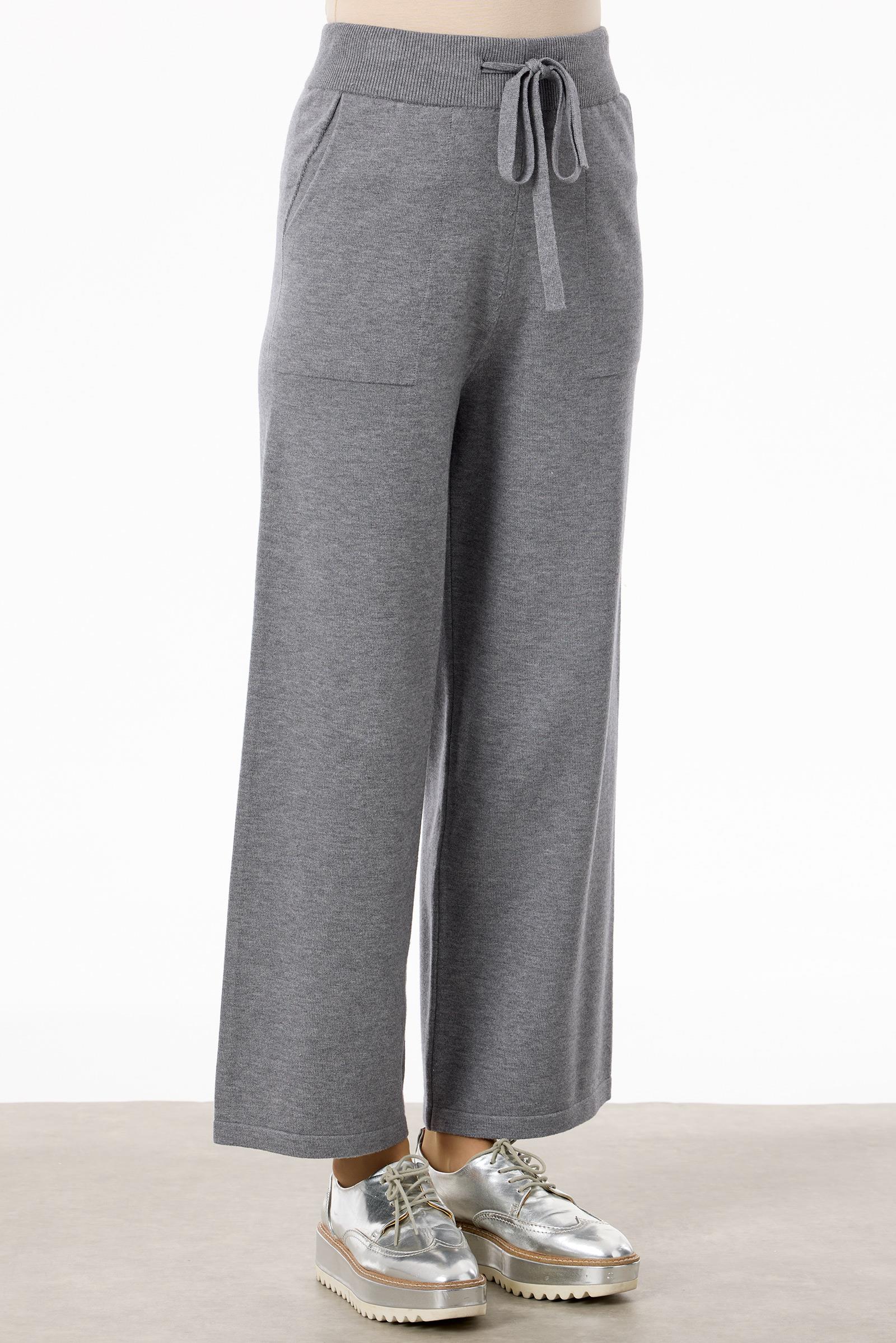 Kolları Leopar Payetli Fitilli Triko Takım GRİ