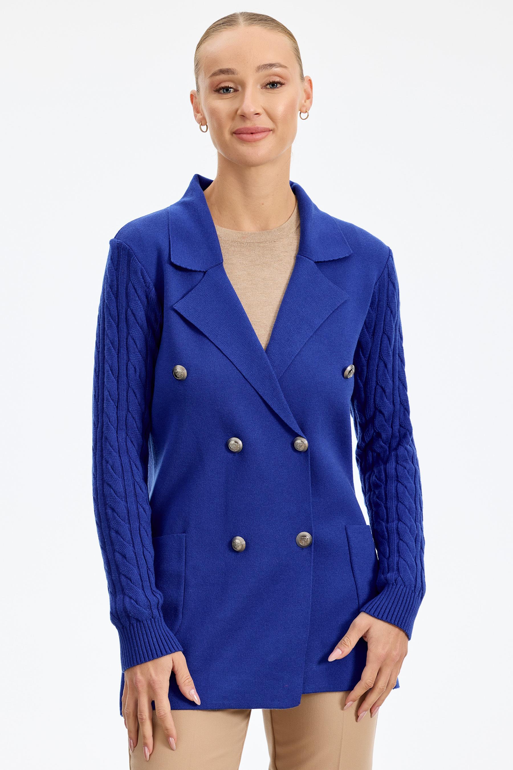Kolları Saç Örgülü Triko Blazer Ceket SAKS