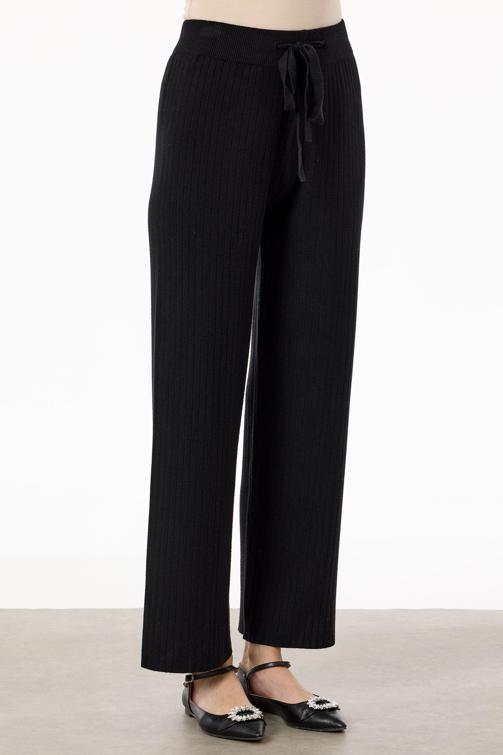 Kolları Taşlı 3'lü Triko Takım SİYAH