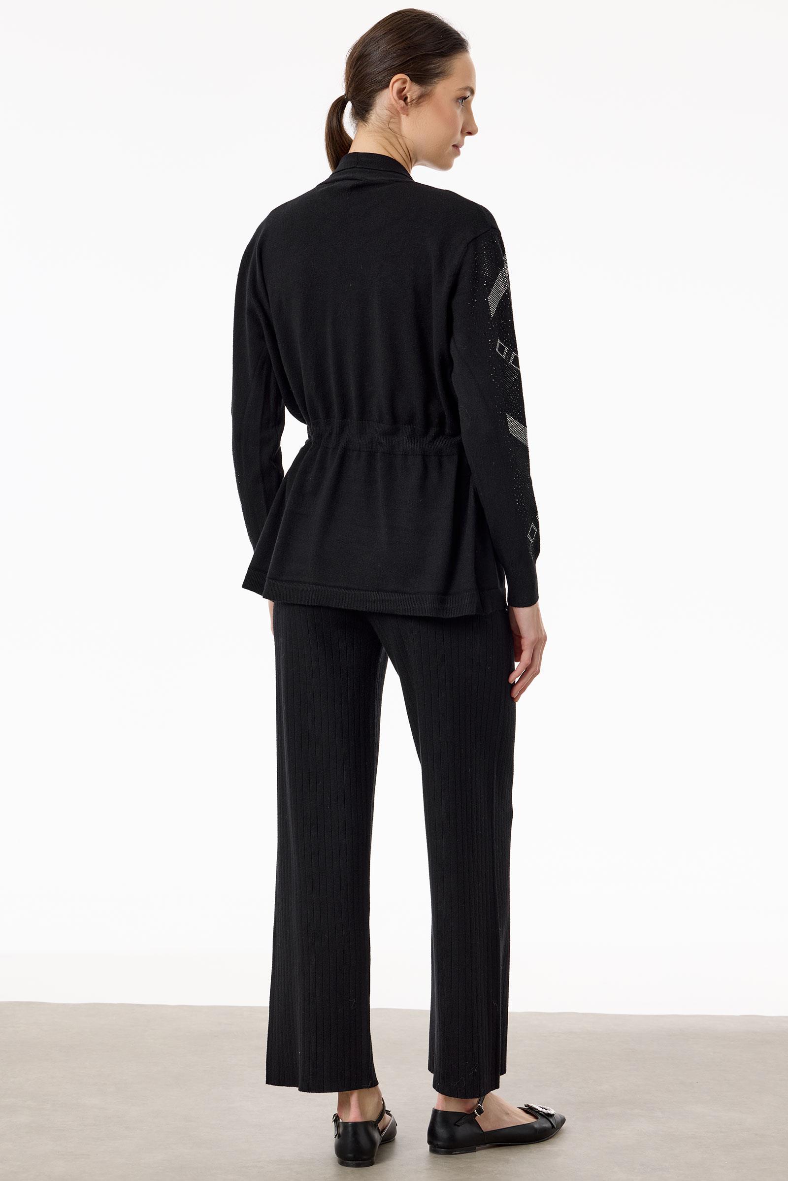 Kolları Taşlı 3'lü Triko Takım SİYAH