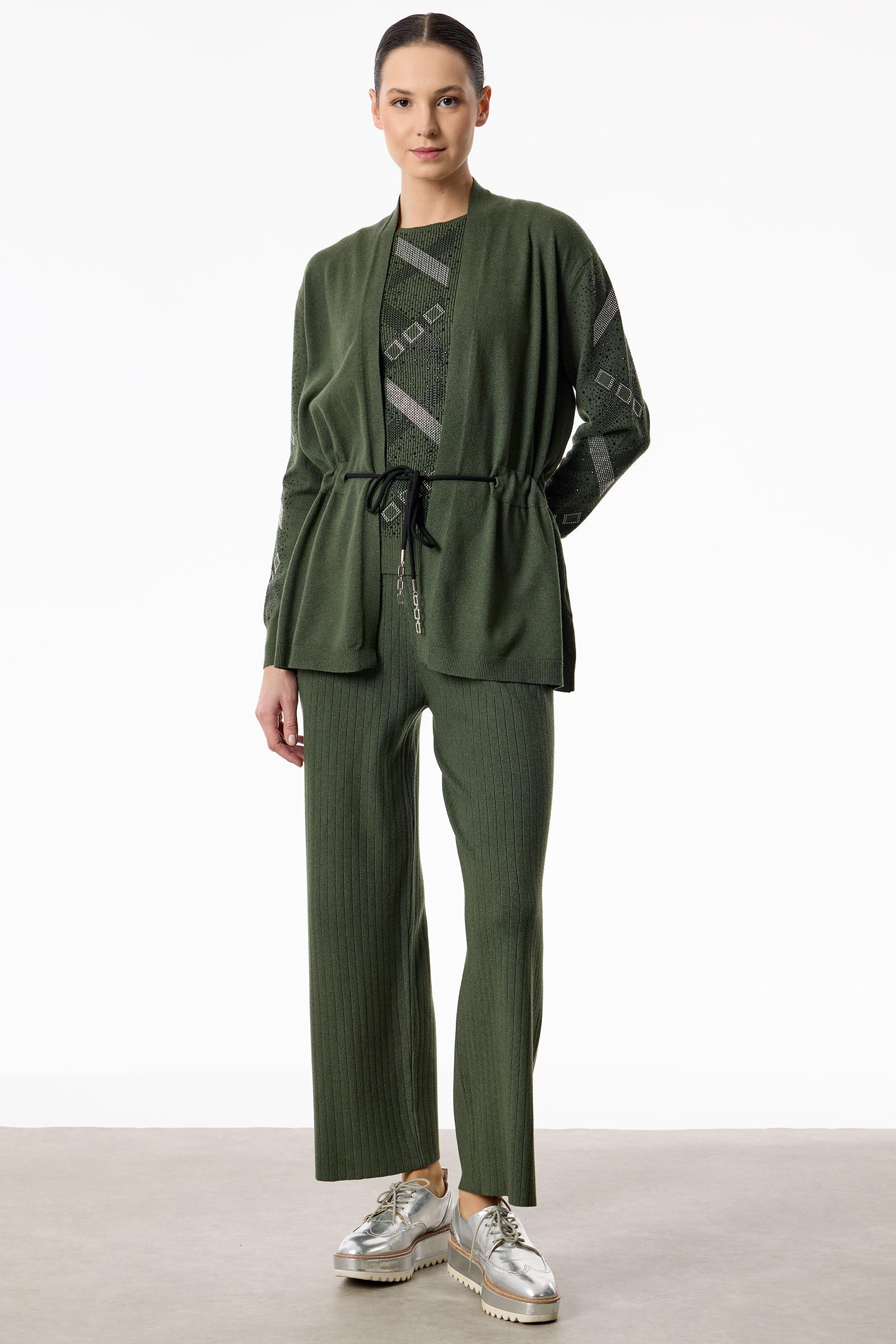 Kolları Taşlı 3'lü Triko Takım YEŞİL