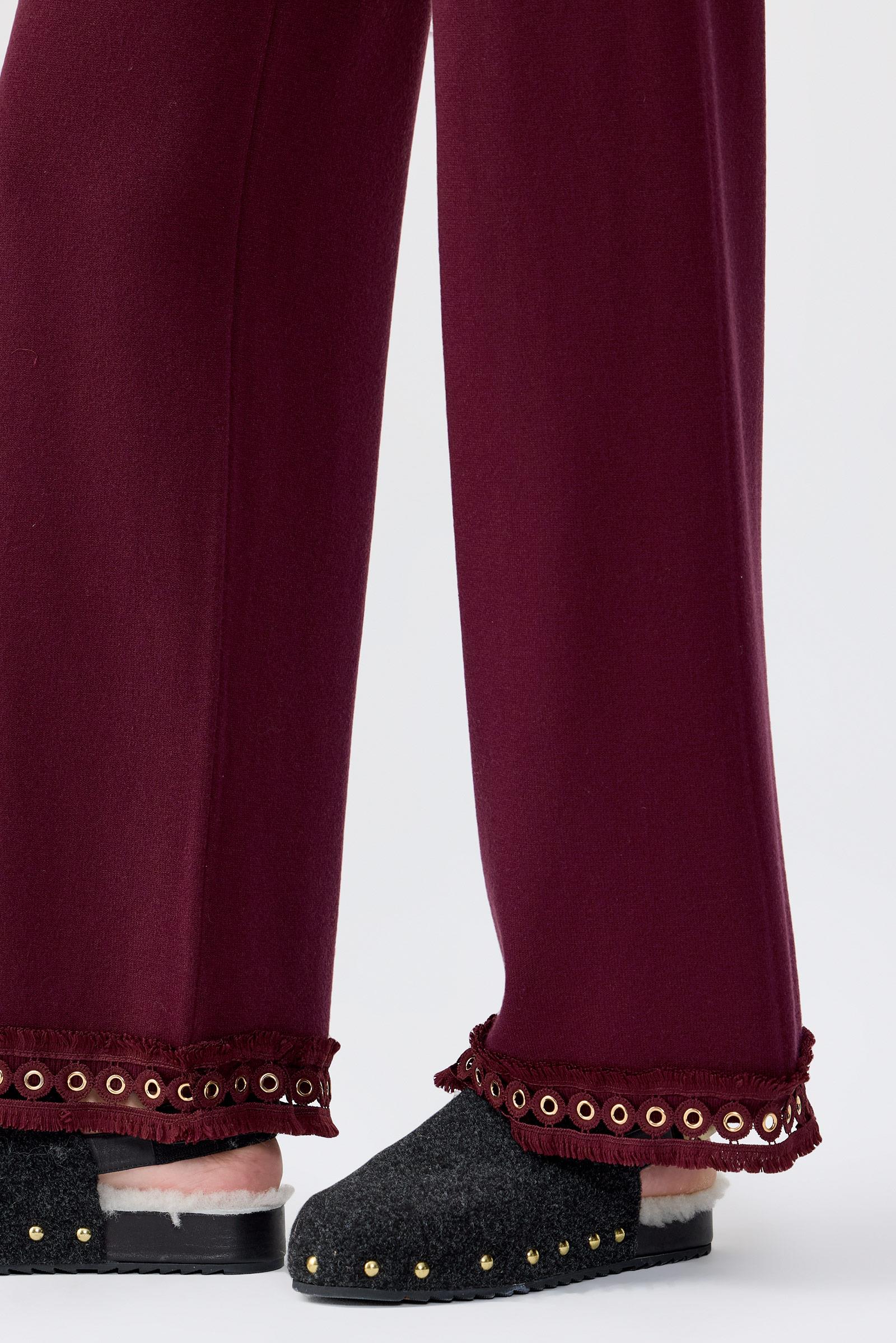 Kuş Gözü Aksesuarlı Pantolonlu Triko Takım BORDO