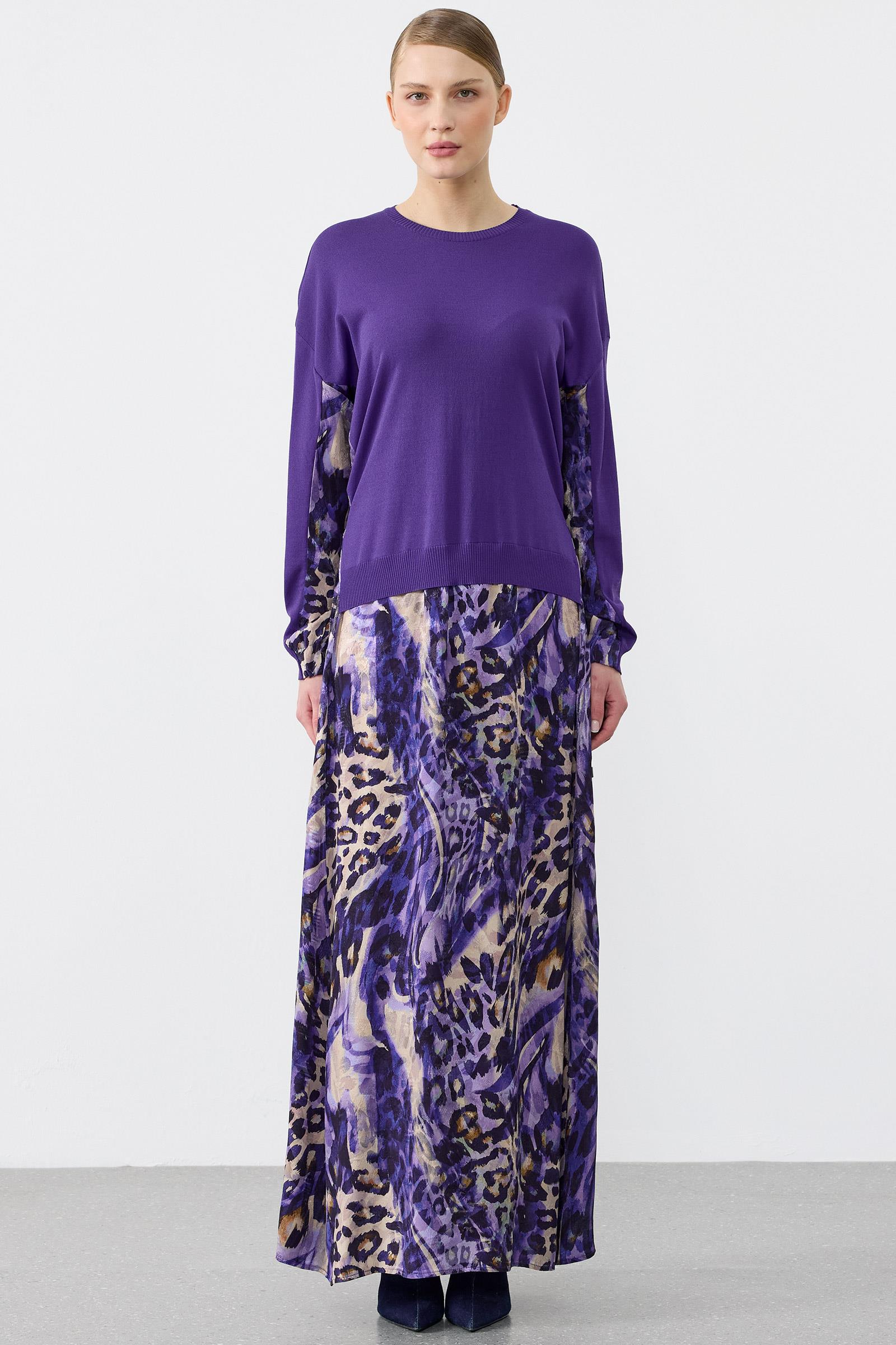 Leopar Desenli Mix Elbise MOR