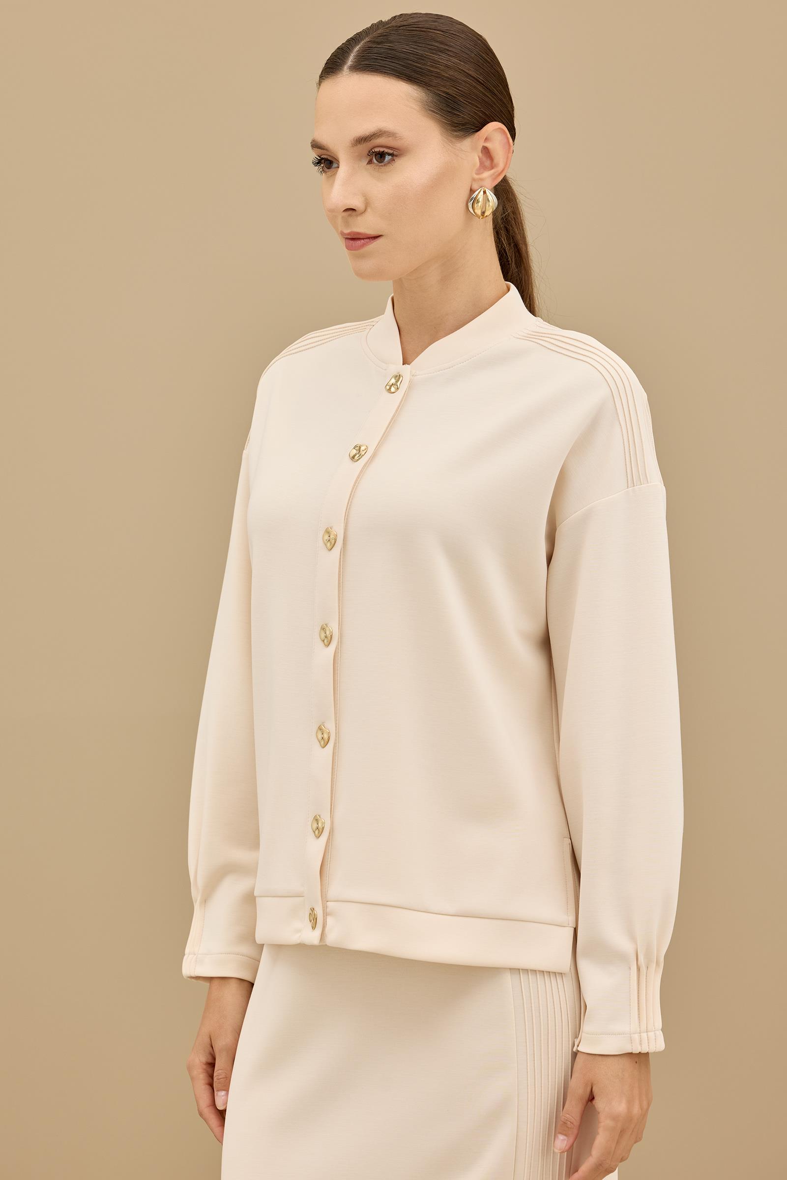 NERVÜR DETAYLI ETEKLİ TAKIM BEJ