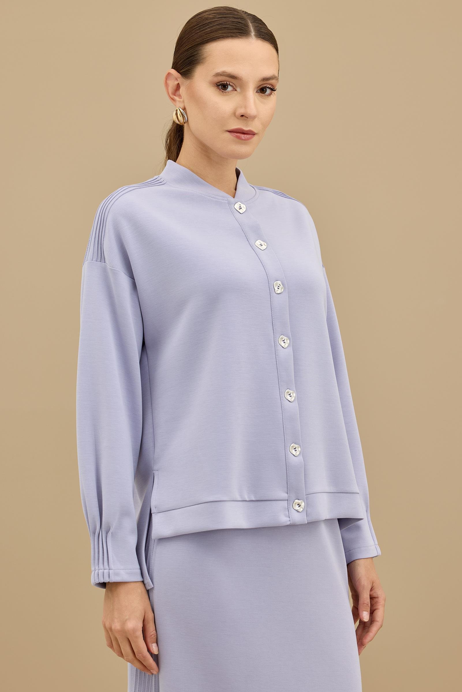 NERVÜR DETAYLI ETEKLİ TAKIM MAVİ