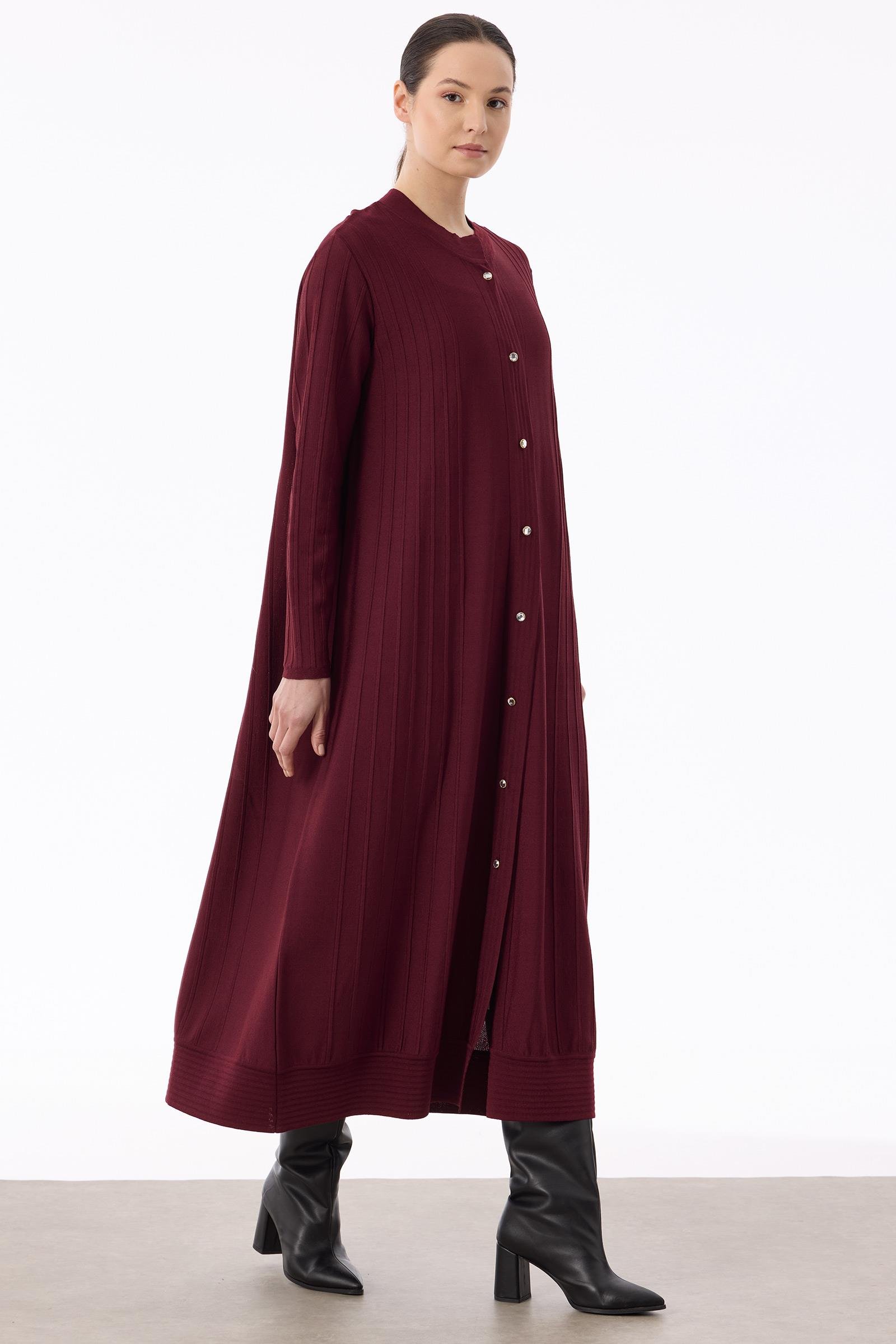 Nervür Detaylı Max Boy Triko Rayon Hırka BORDO