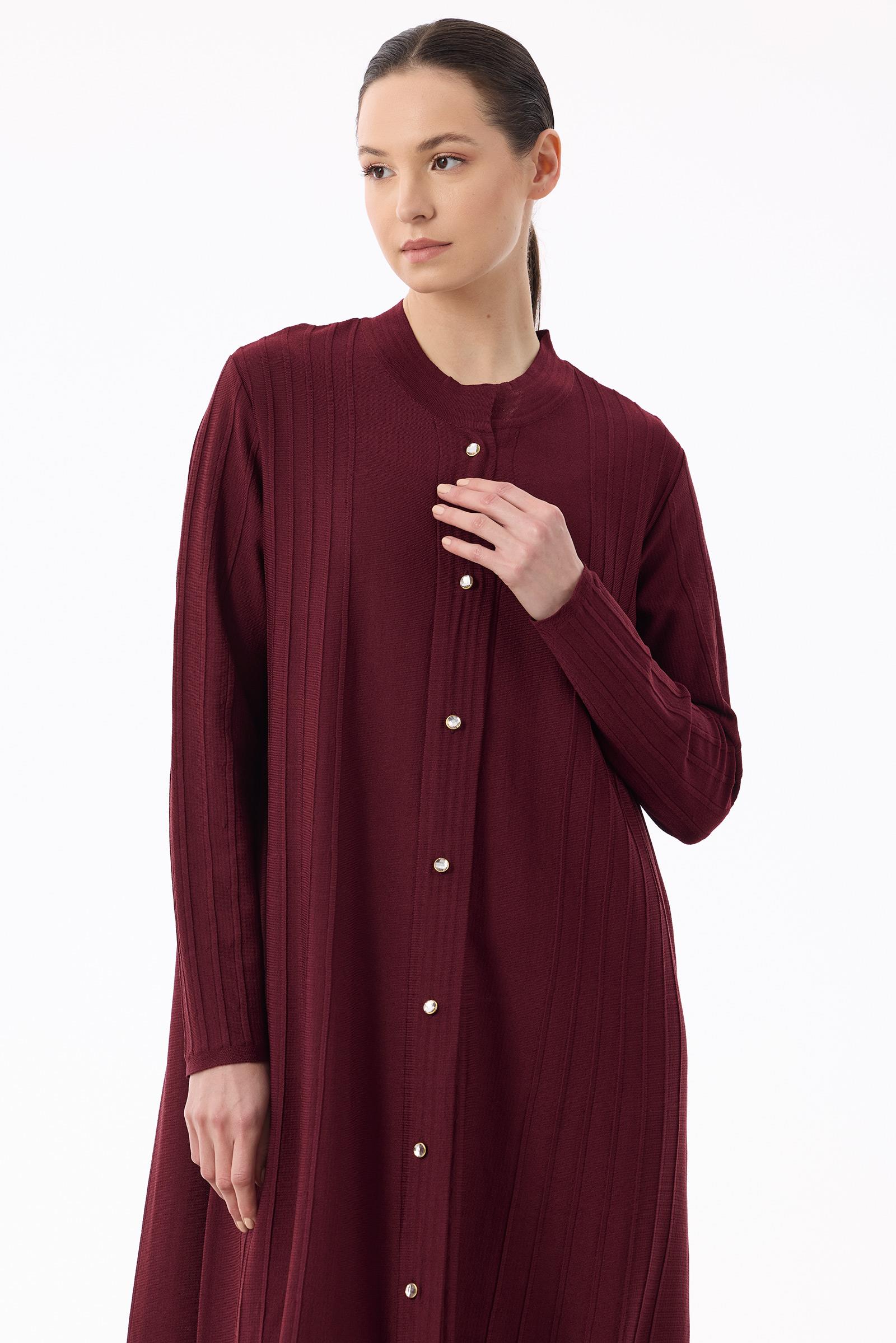 Nervür Detaylı Max Boy Triko Rayon Hırka BORDO