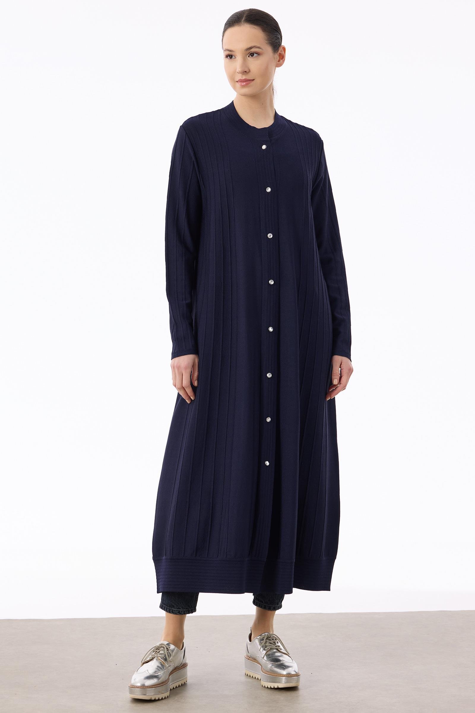 Nervür Detaylı Max Boy Triko Rayon Hırka LACİVERT