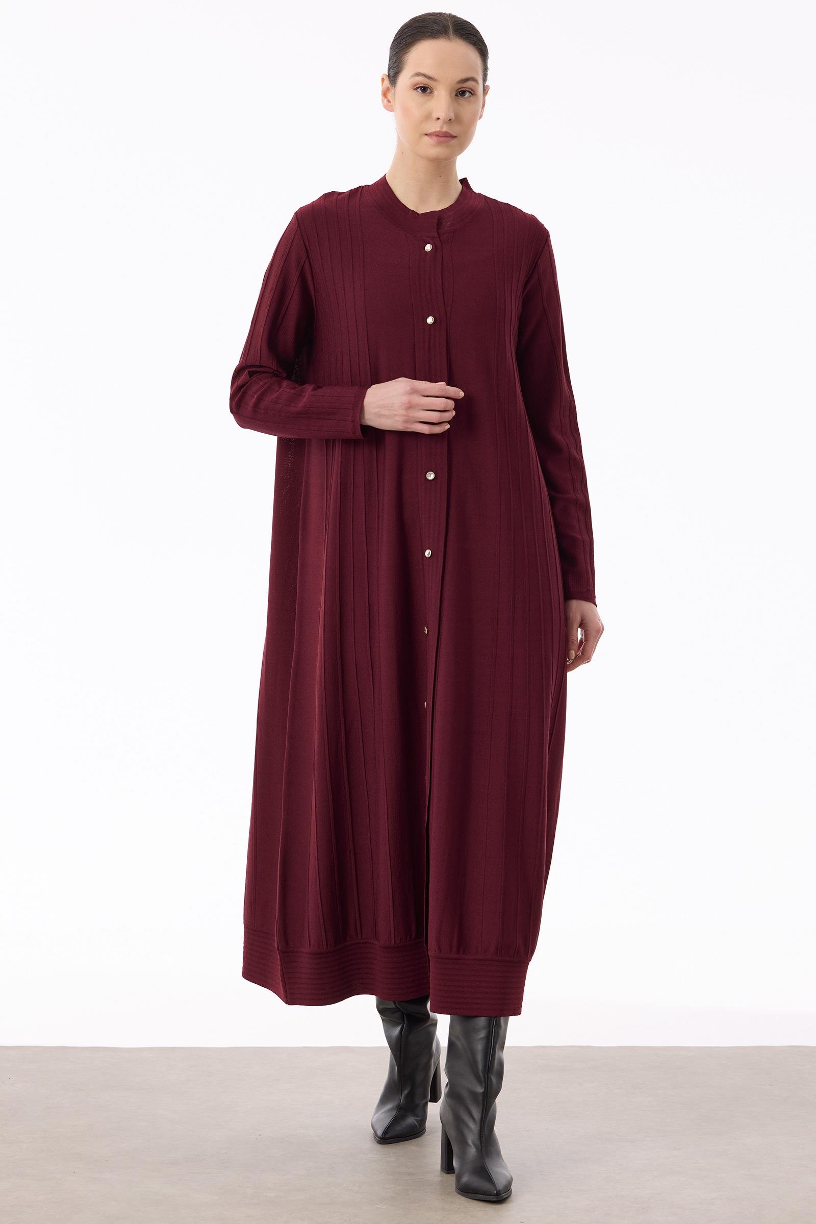 Nervür Detaylı Max Boy Triko Rayon Hırka BORDO
