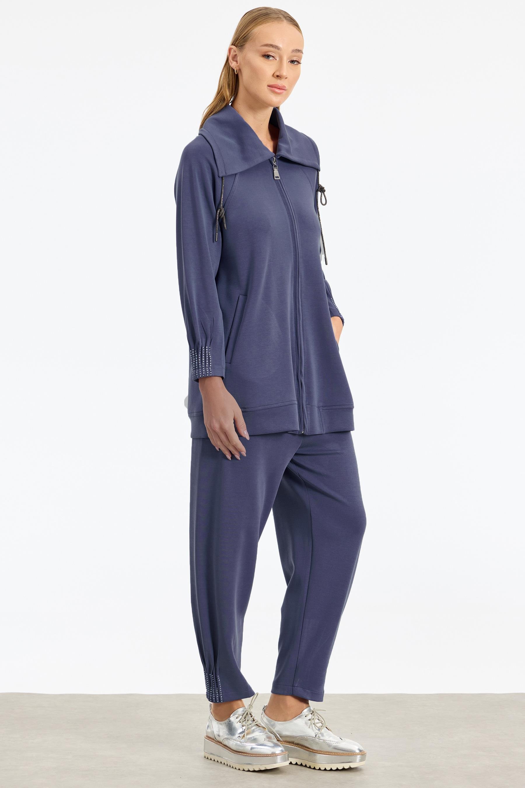 Nevür Ve Taş Detaylı Takım İNDİGO