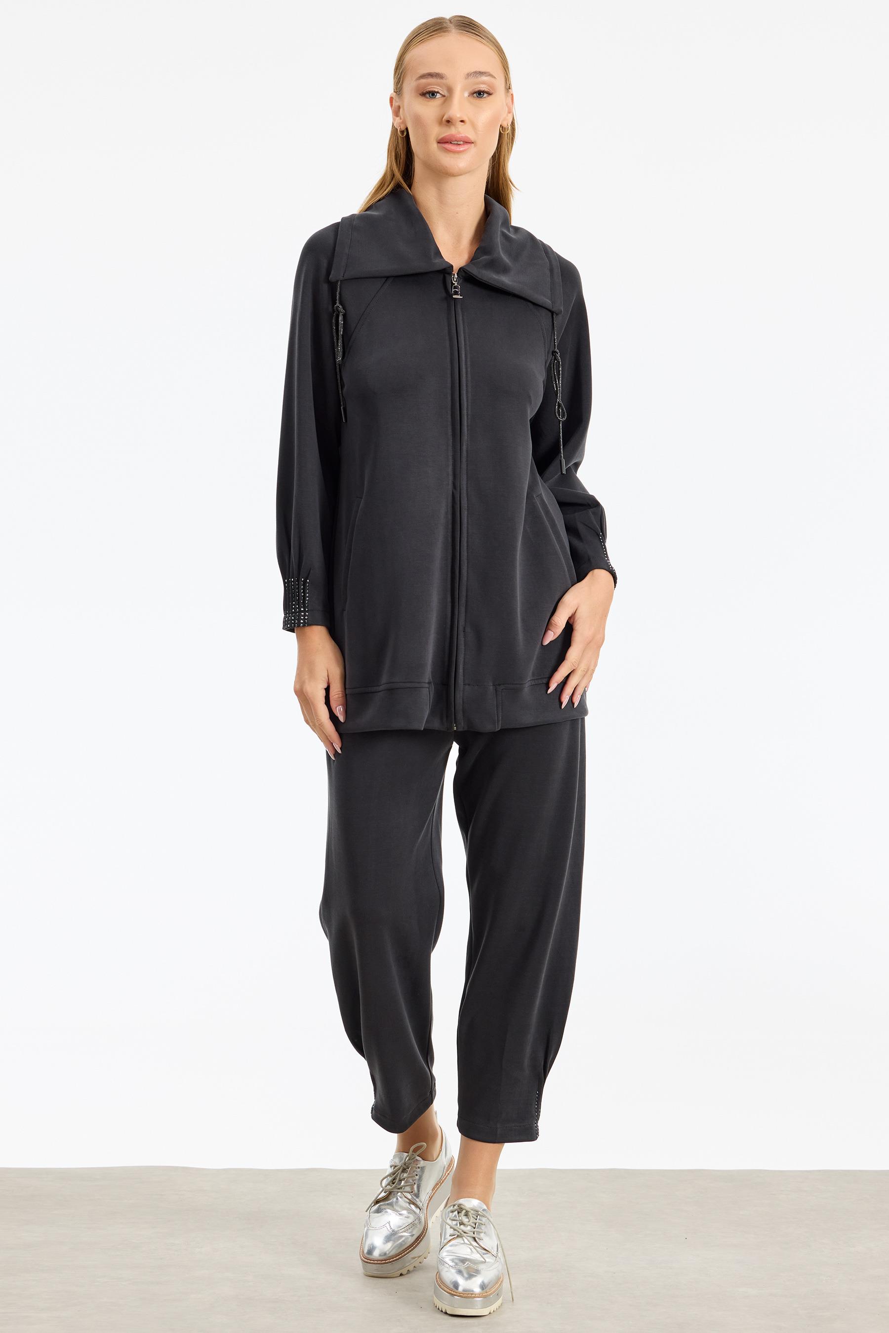 Nevür Ve Taş Detaylı Takım SİYAH