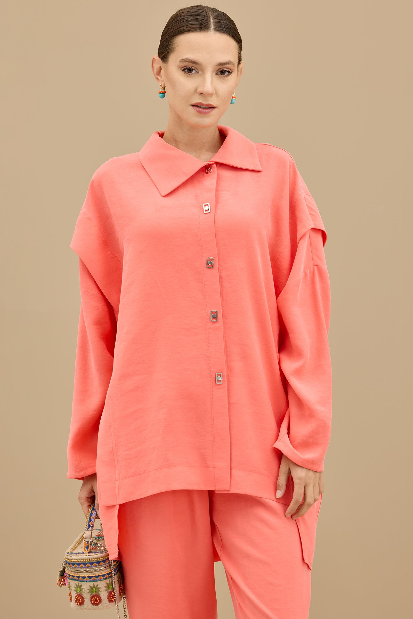 Önden Çıtçıtlı Asimetrik Oversize Takım MERCAN