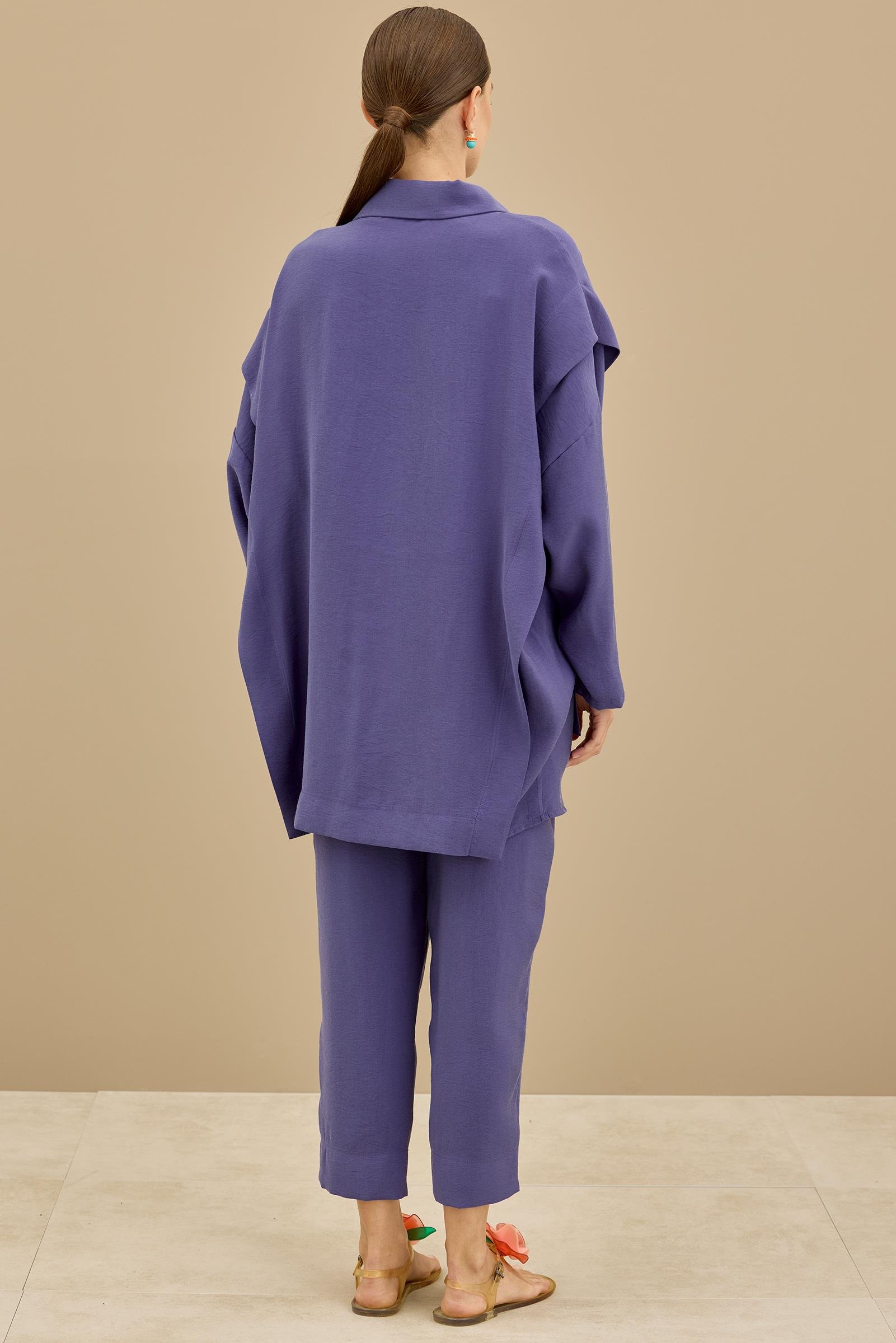 Önden Çıtçıtlı Asimetrik Oversize Takım MOR