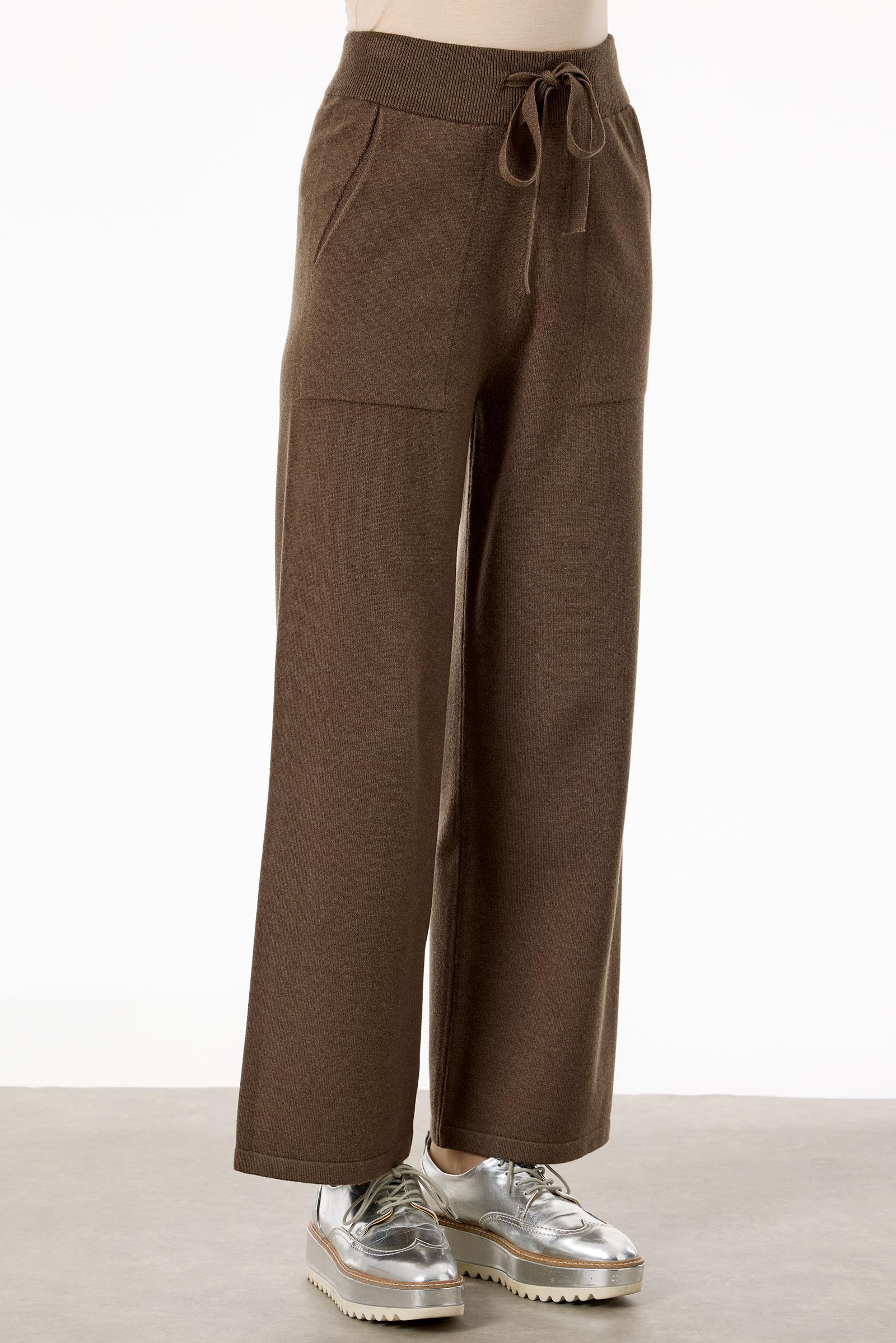 Önü Geometrik Payetli Pantolonlu Triko Takım KAHVE