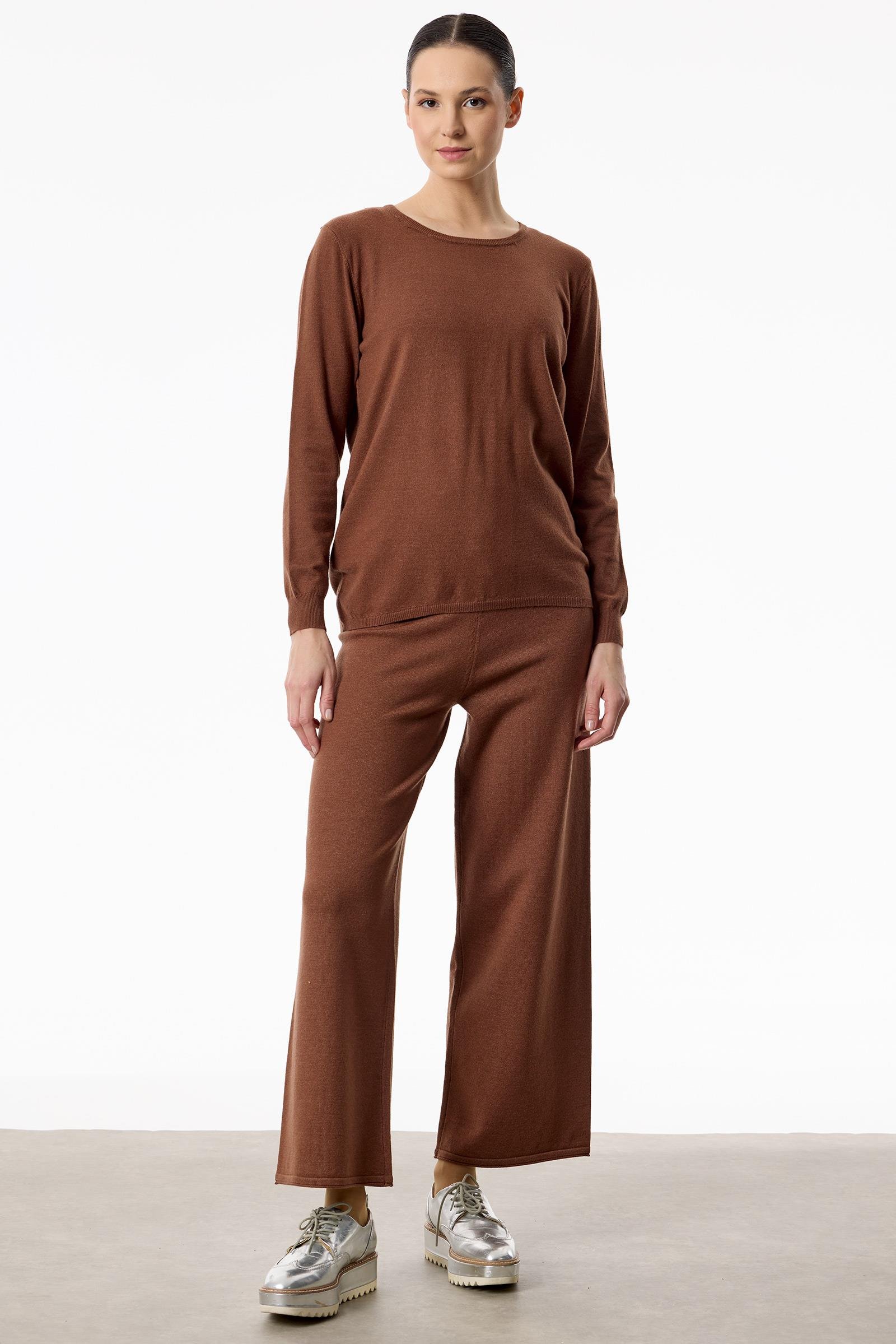 Önü Taş Şeritli 3'lü Triko Takım KAHVE